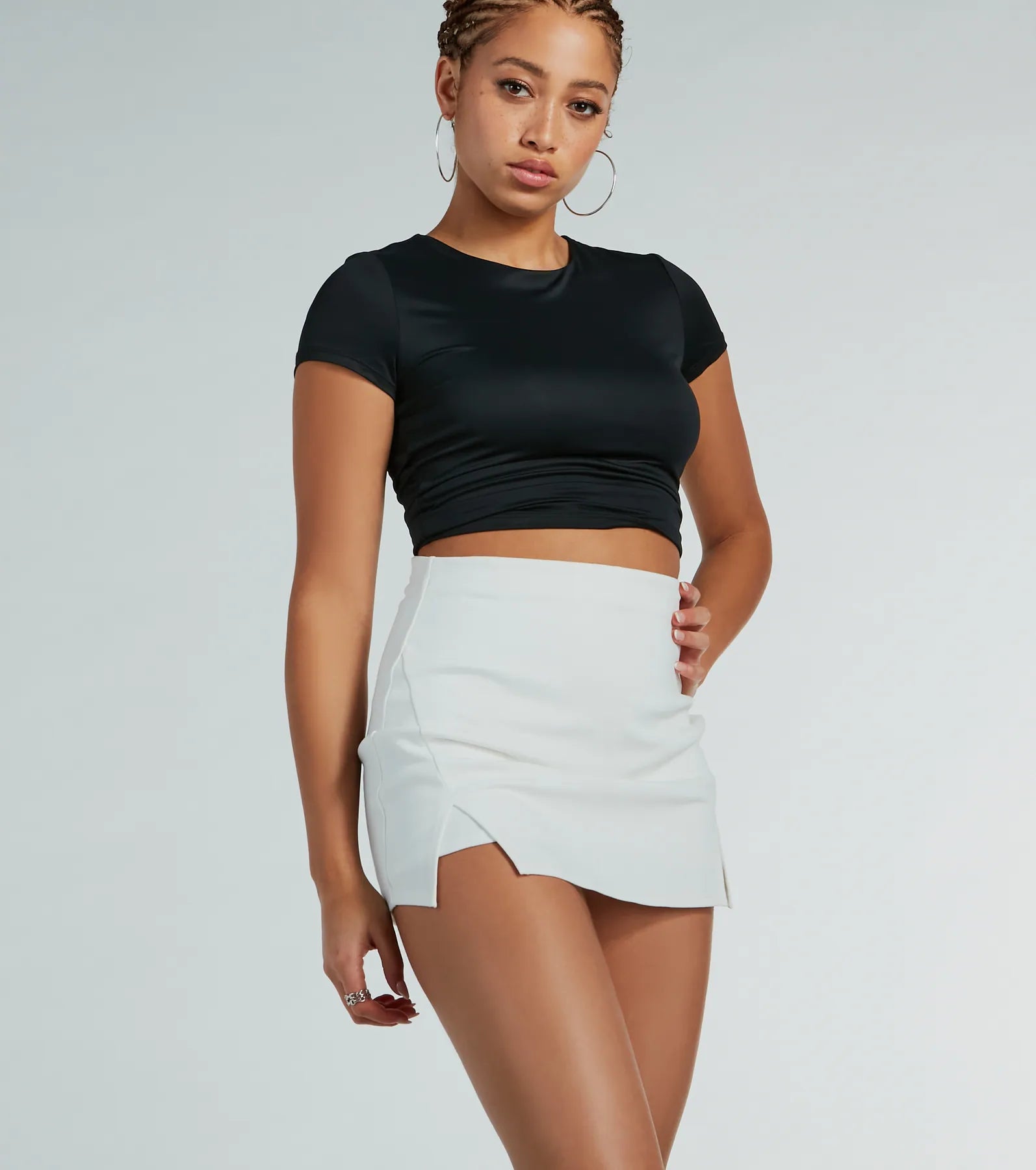 Cute Attitude Ponte Slit Mini Skort