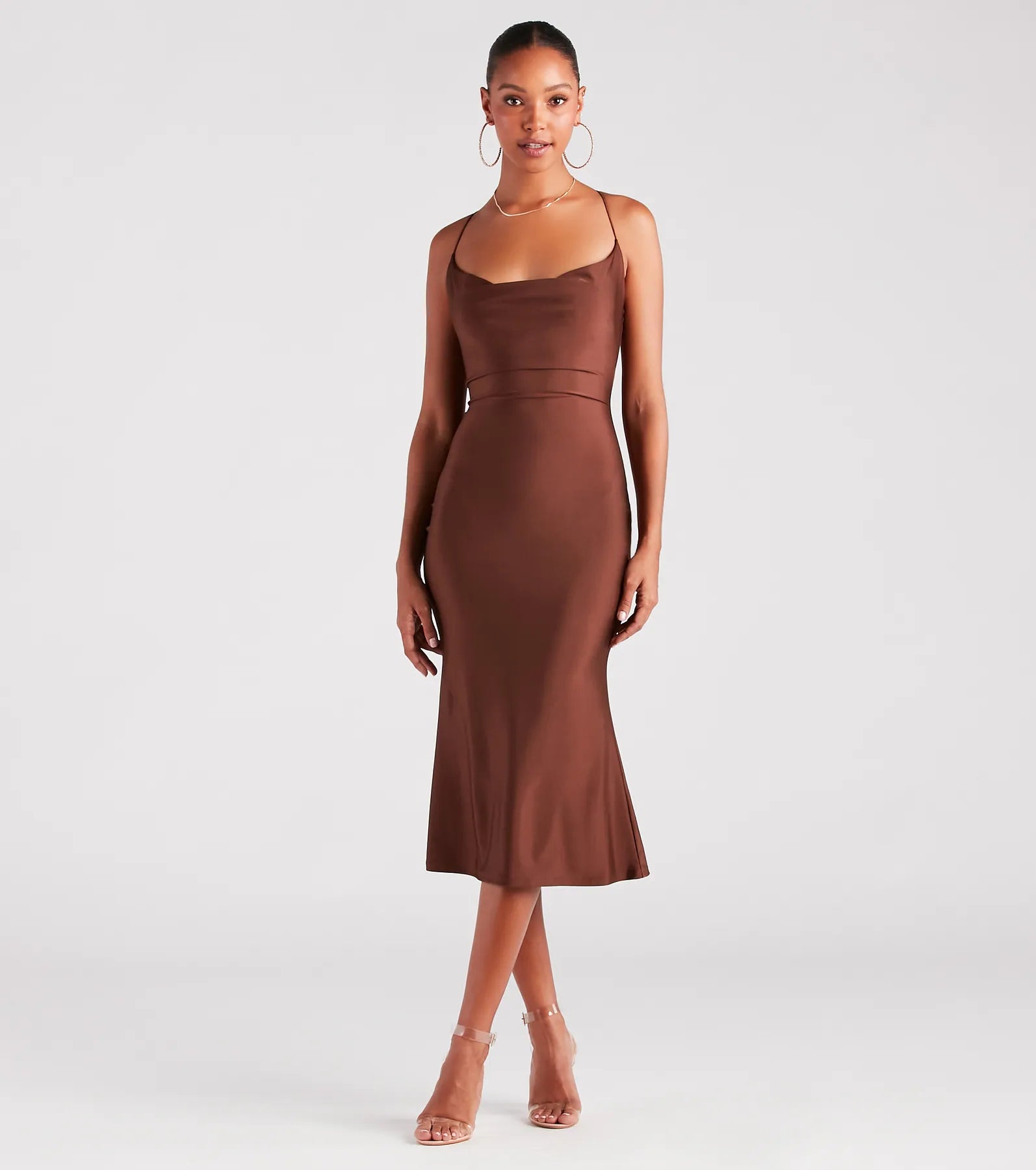 Flatter Me Satin-Knit Midi Dress