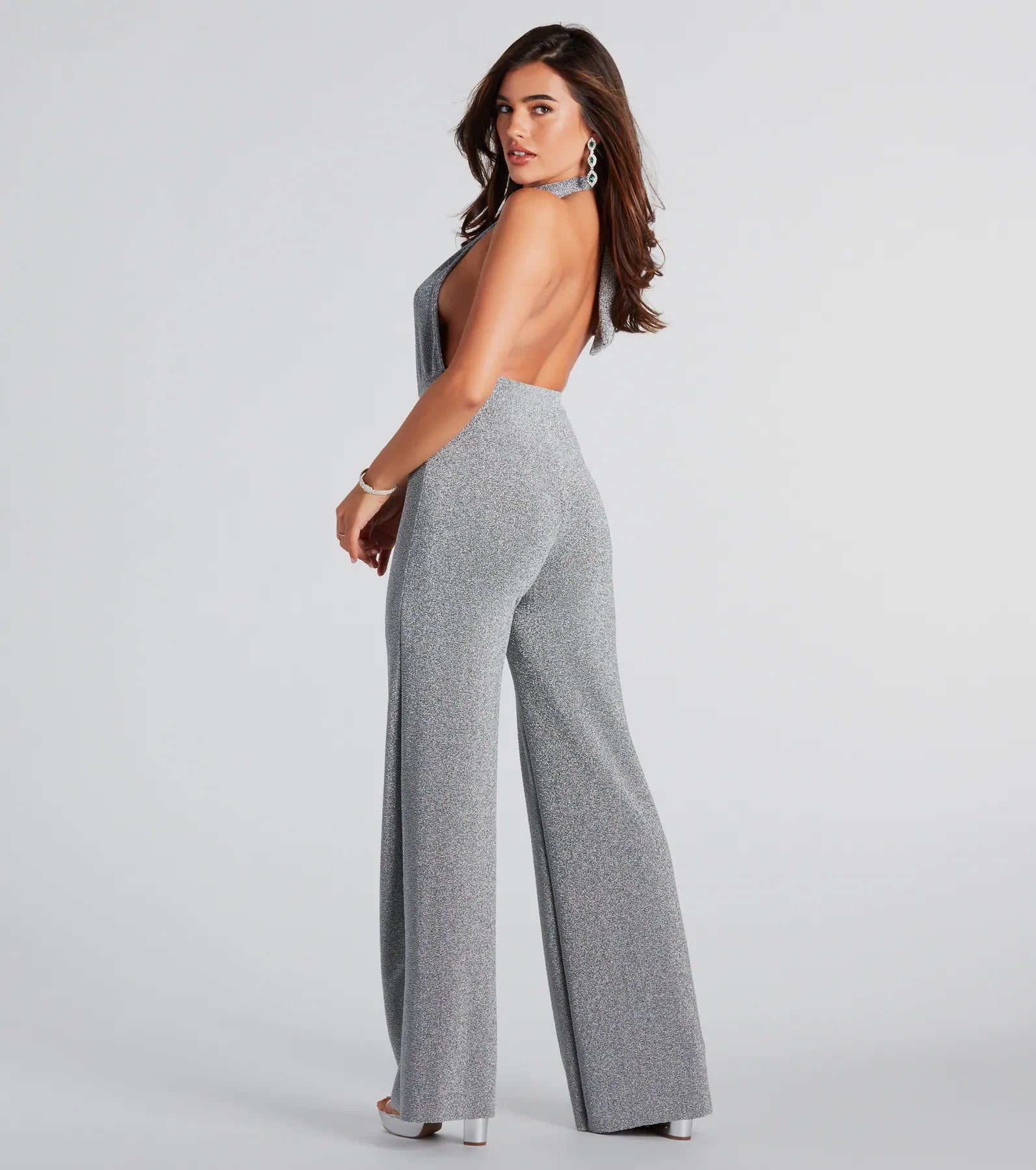 Spark Of Glamour Halter Backless Jumpsuit