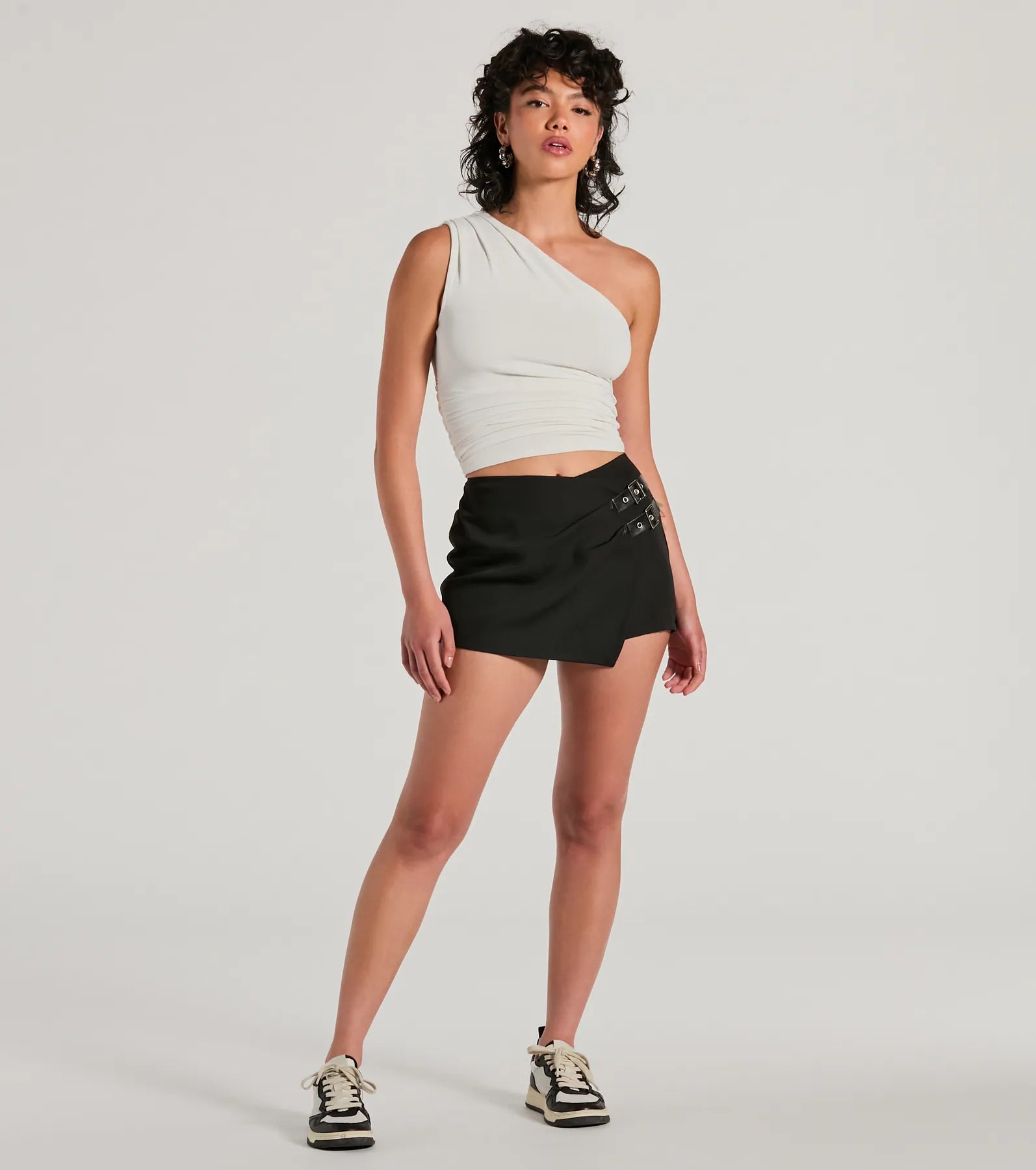 Groove Time One-Shoulder Ruched Crop Top