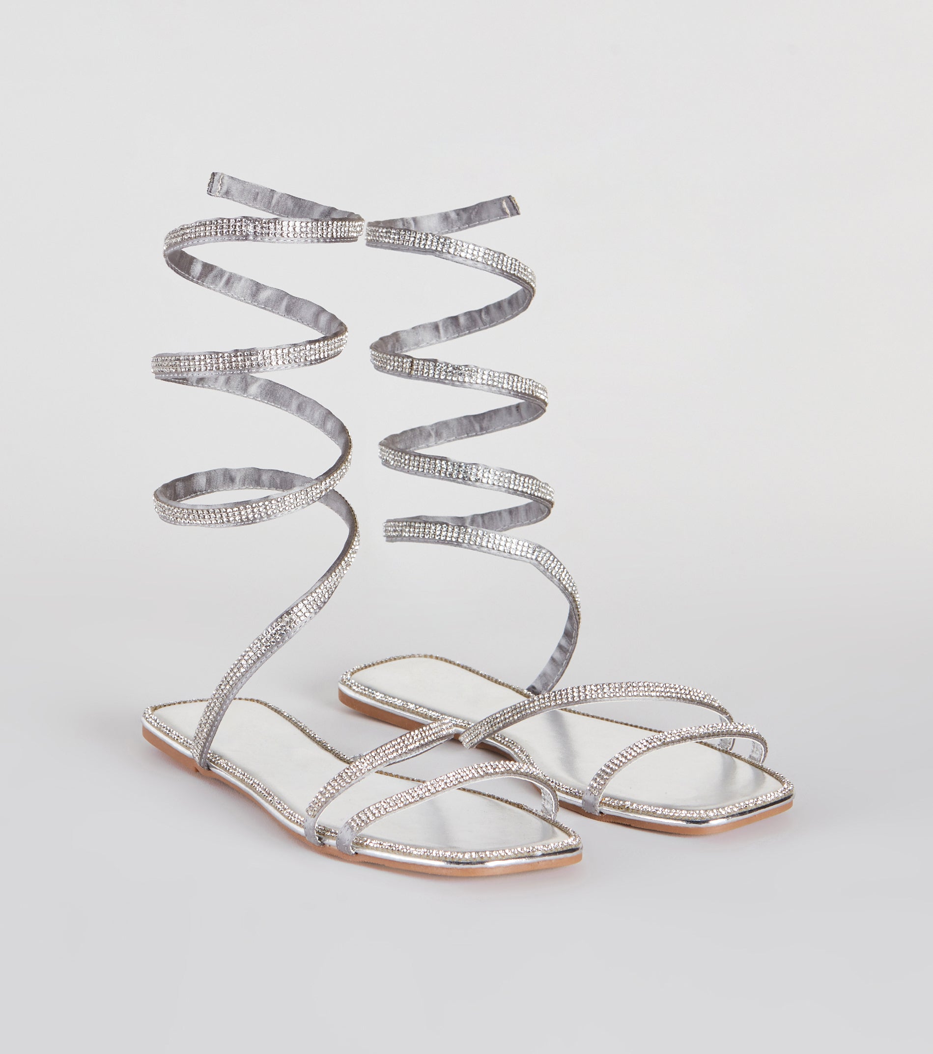 For A Spin Rhinestone Spiral Flat Sandals