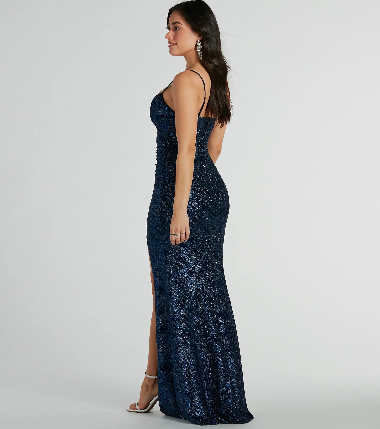 Ashelyn Cowl Neck Glitter Mermaid Formal Dress