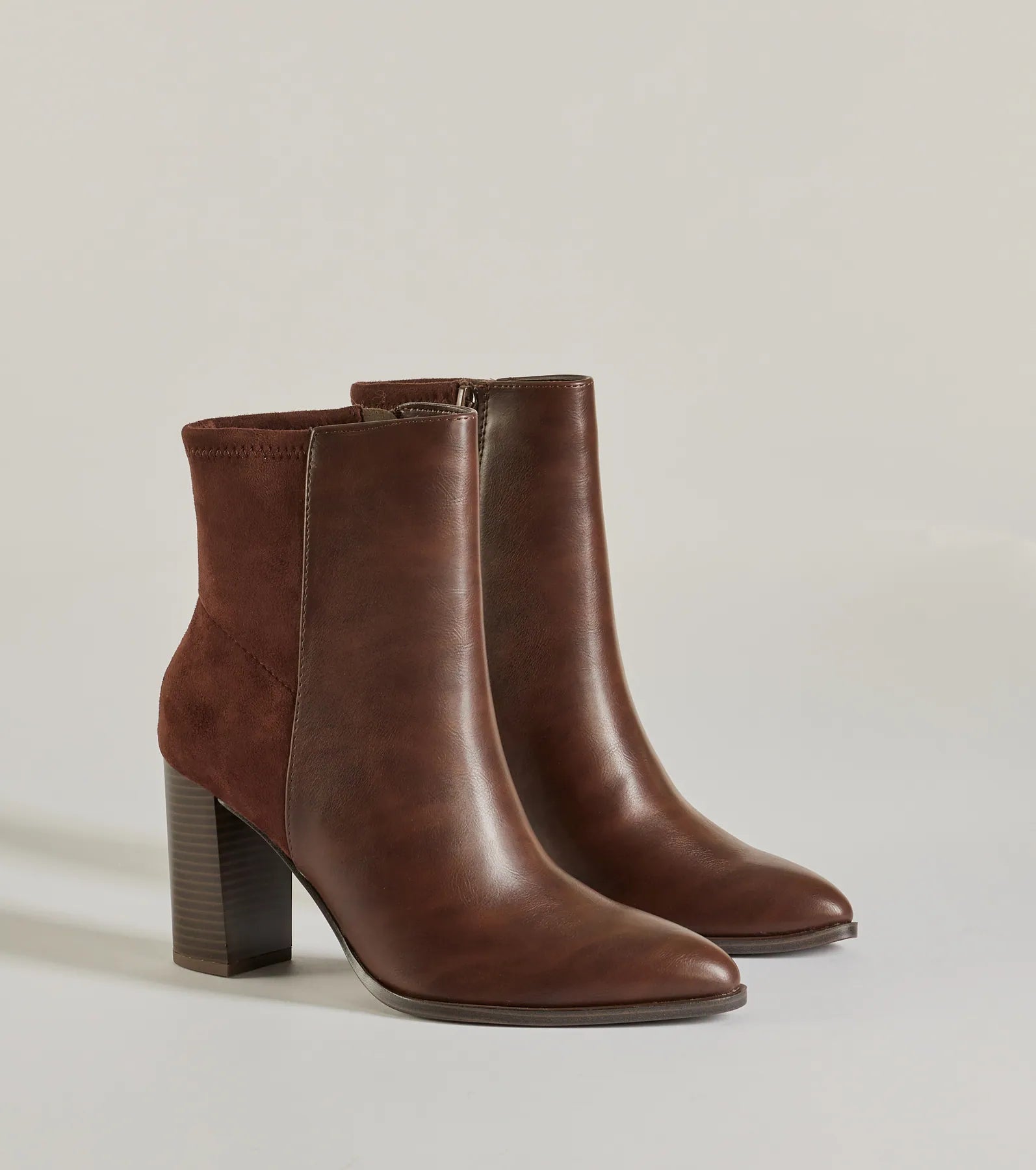 Chic Staple Faux Leather and Faux Suede Ankle Booties