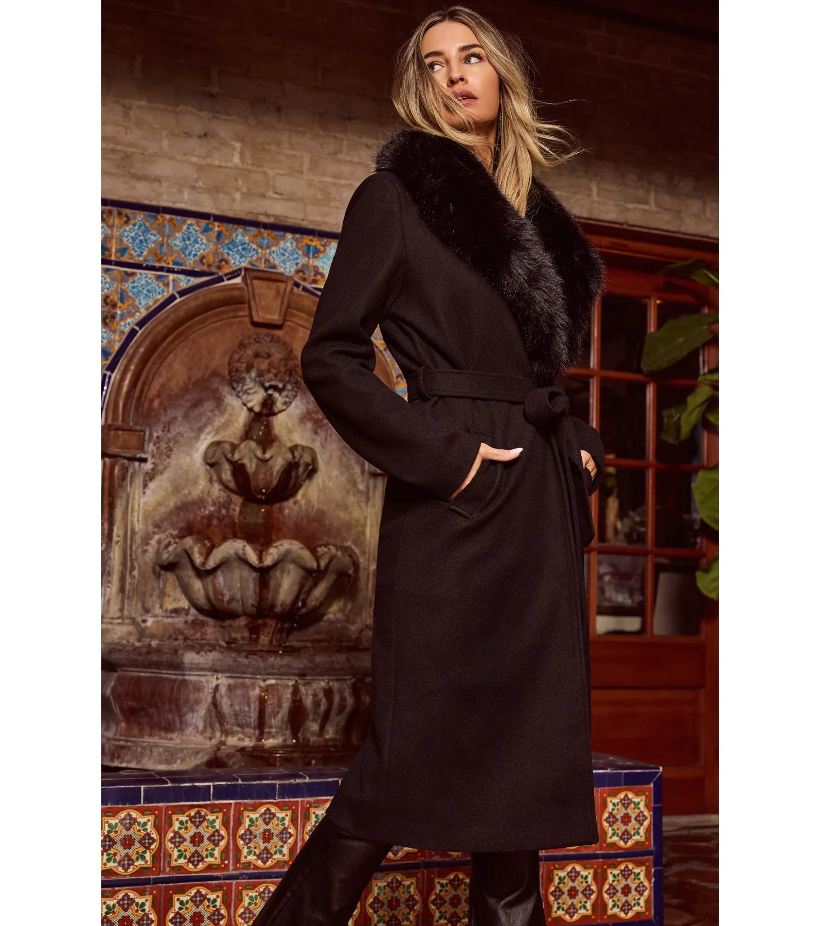 Lavish Layers Faux Wool Trench Coat