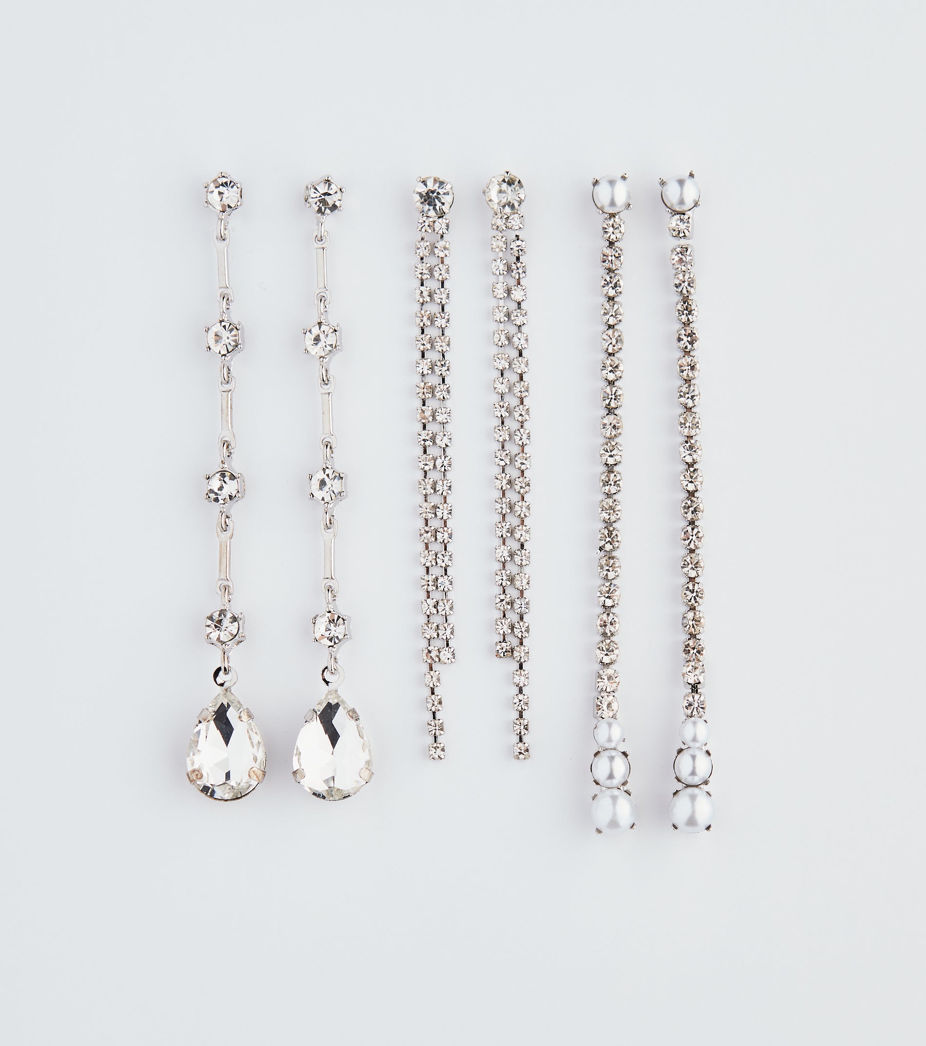 Trendy Glamour Rhinestone and Pearl Earring Set