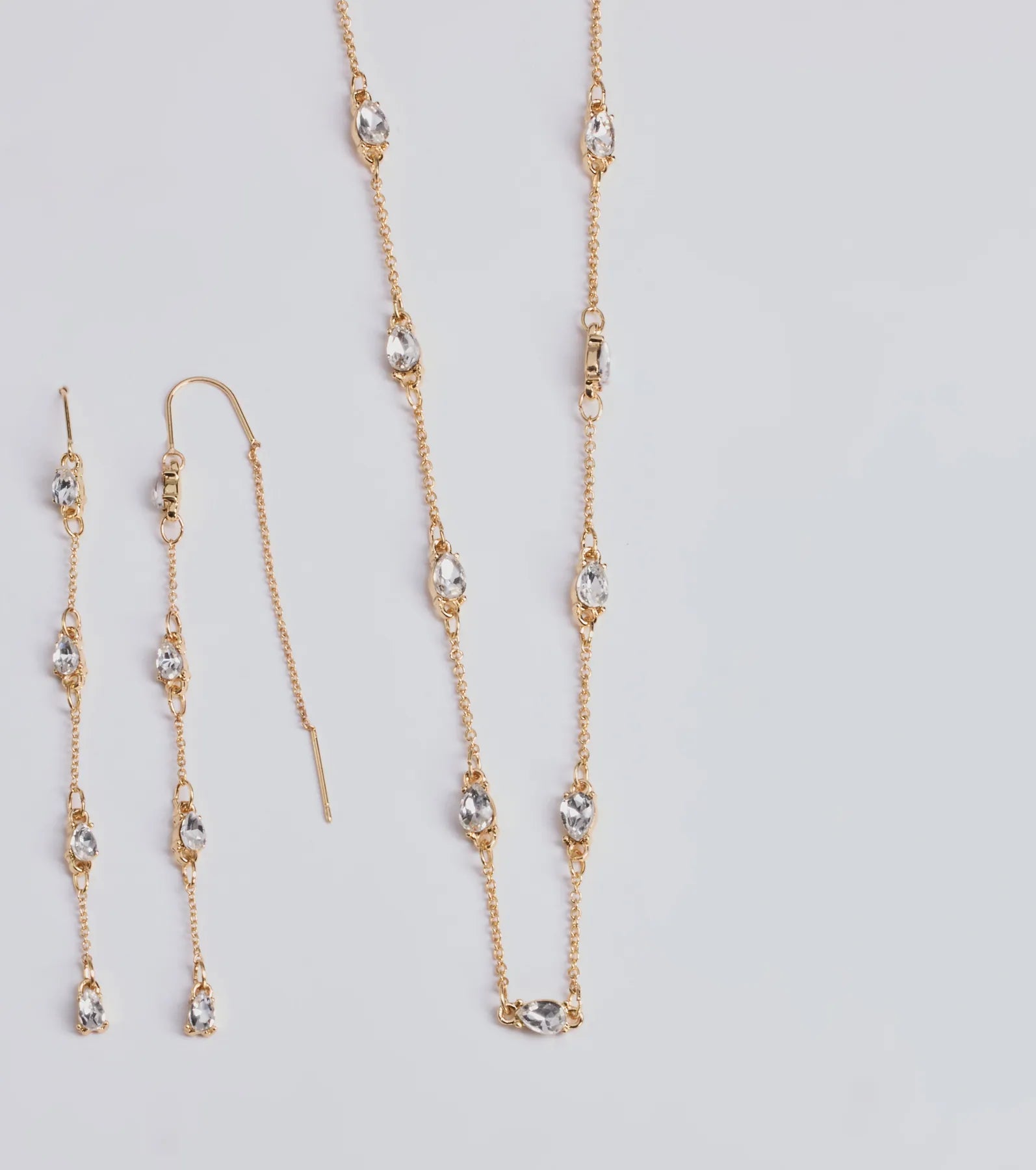 Delicate Ice Rhinestone Necklace And Earrings Set