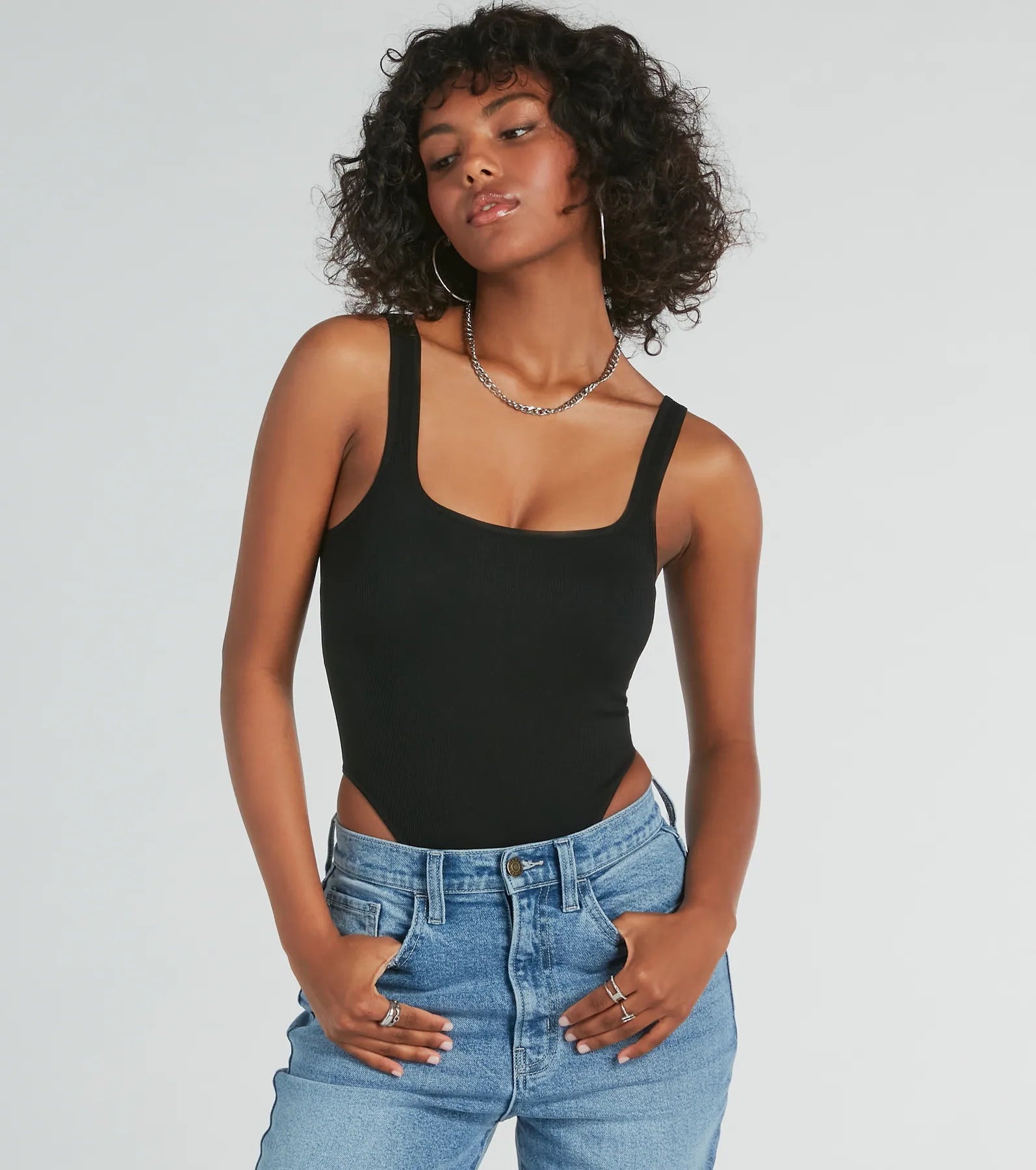 CLEARANCE - Simply Sultry Ribbed Knit Tank Bodysuit