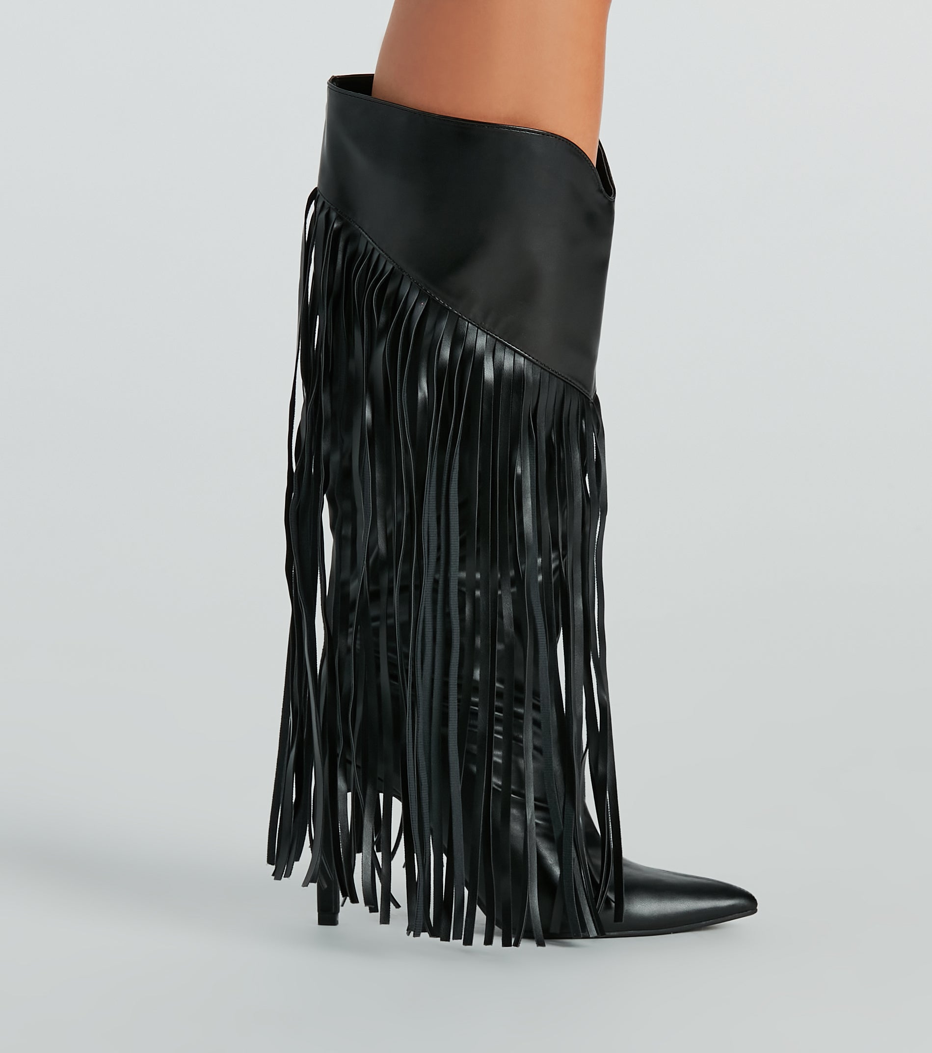 Shaking It Faux Leather Metallic Fringe Boots