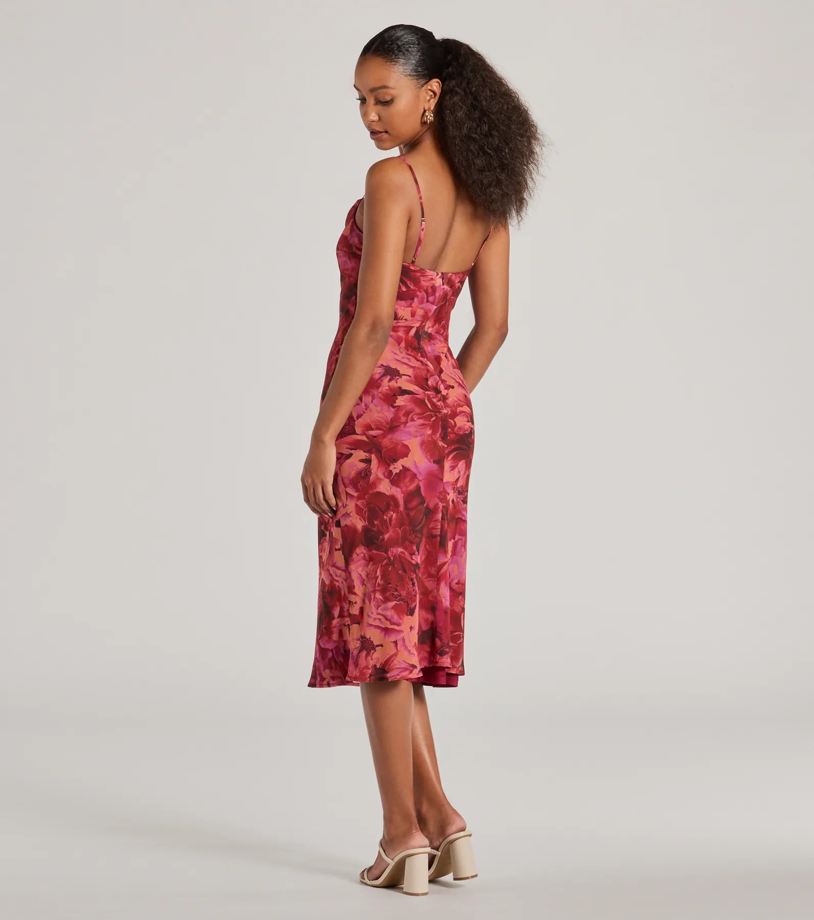 Looking Pretty In Floral Chiffon Midi Dress