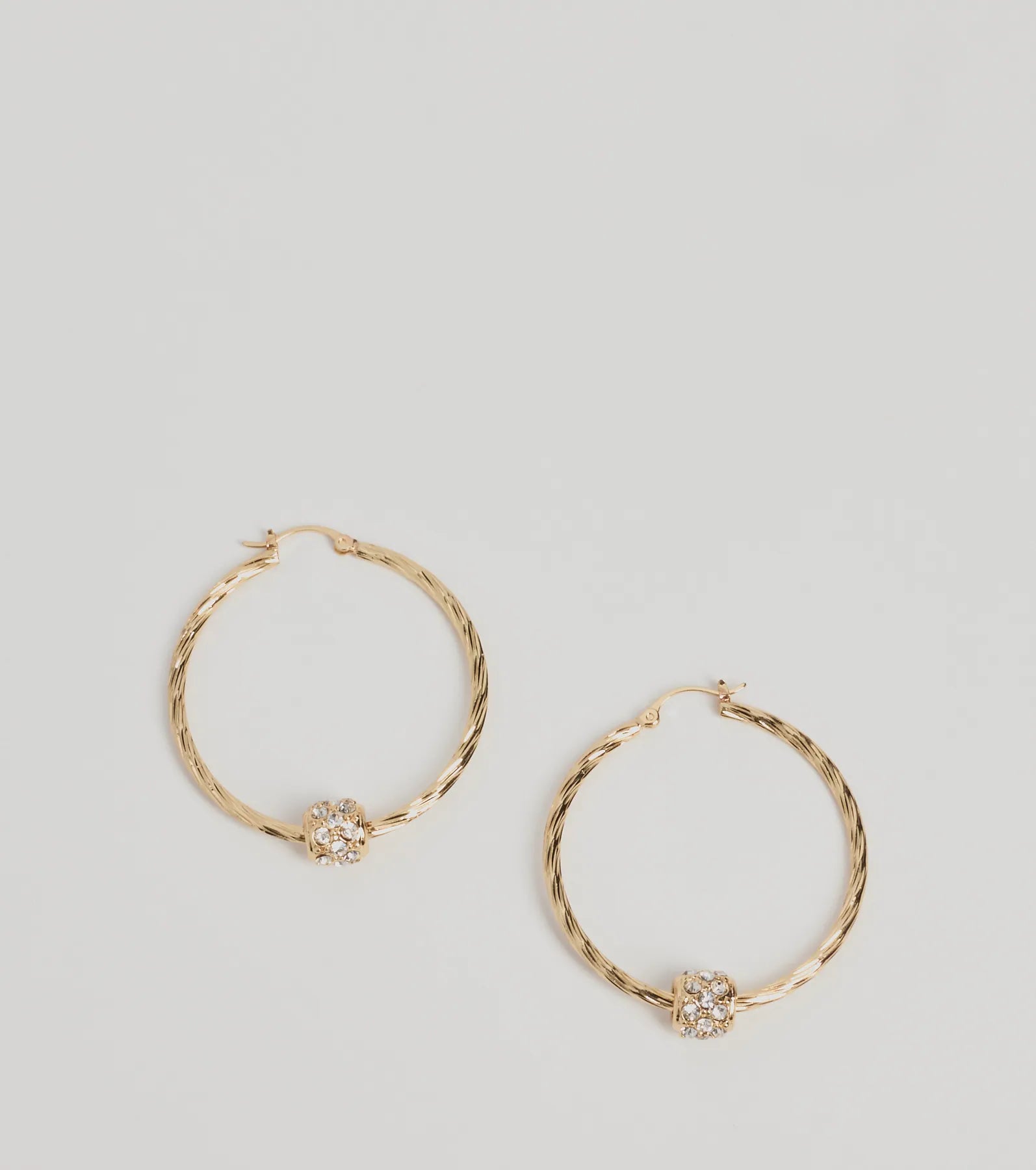 Glitzy Touch Rhinestone Twisted Hoop Earrings