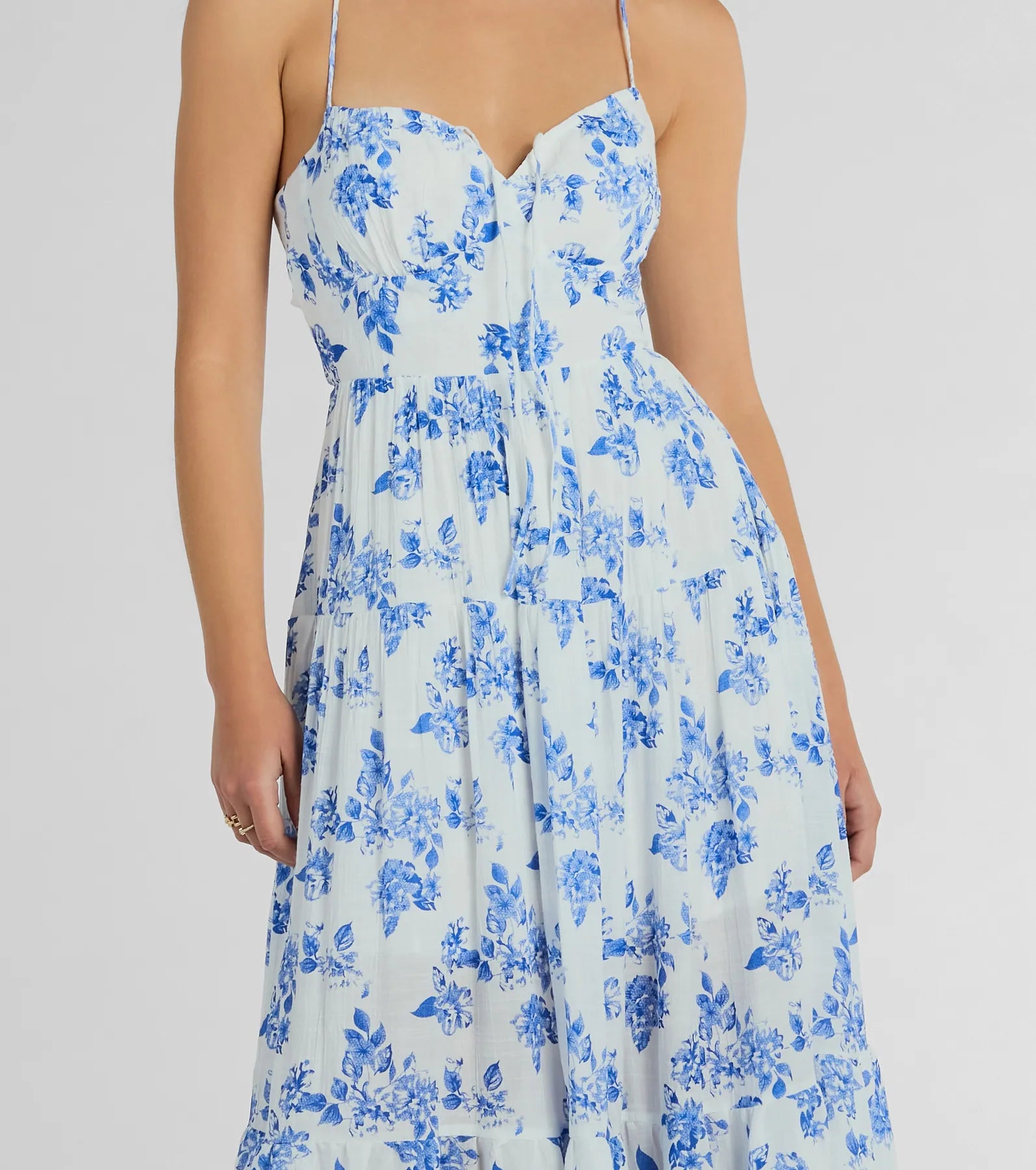 Charming Vibe Tie-Back Flowy Floral Woven Maxi Dress