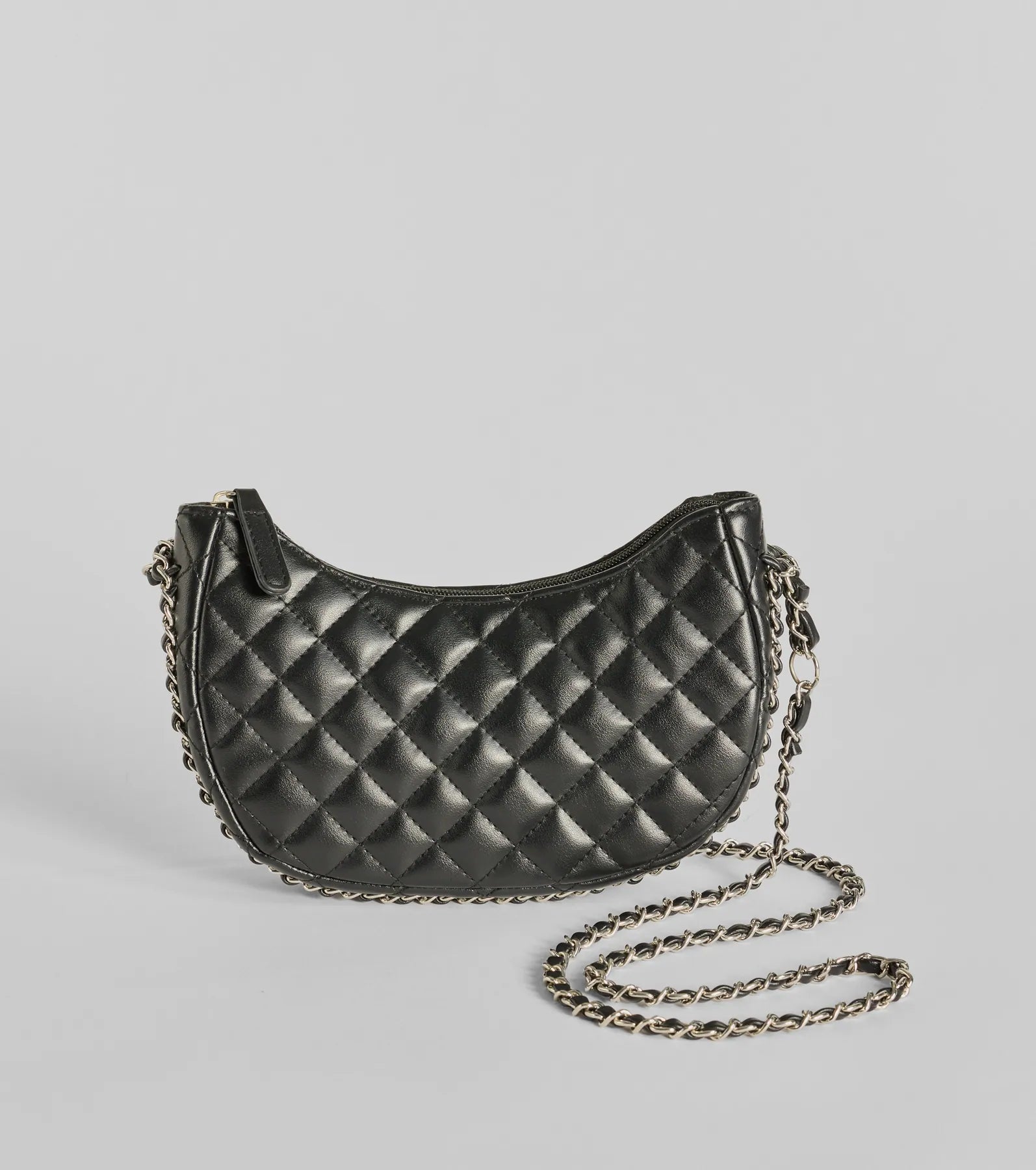 Side To Side Chain Faux Leather Handbag