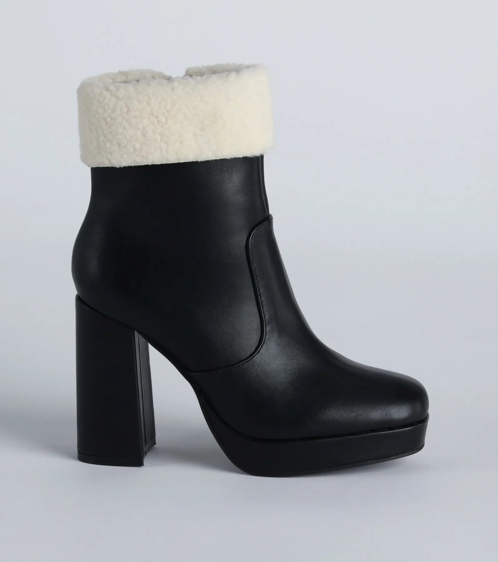 Cold Babe Faux Sherpa Block Heel Booties