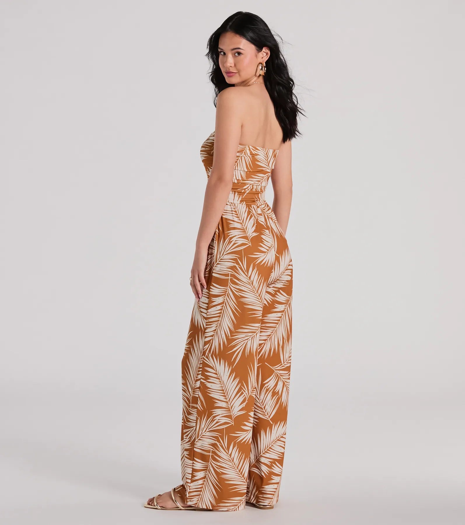 Prep For Paradise Strapless Tropical Jumpsuit