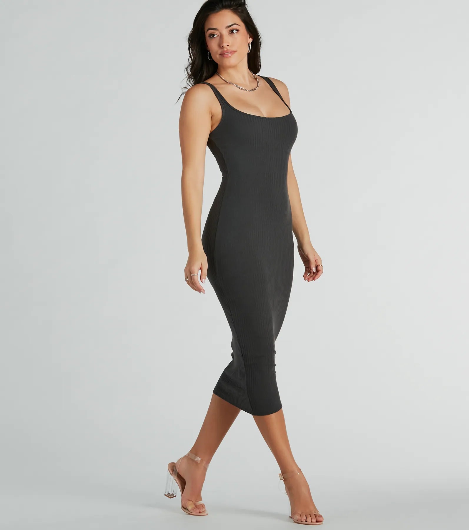 So Effortless Ribbed Knit Bodycon Midi Dress