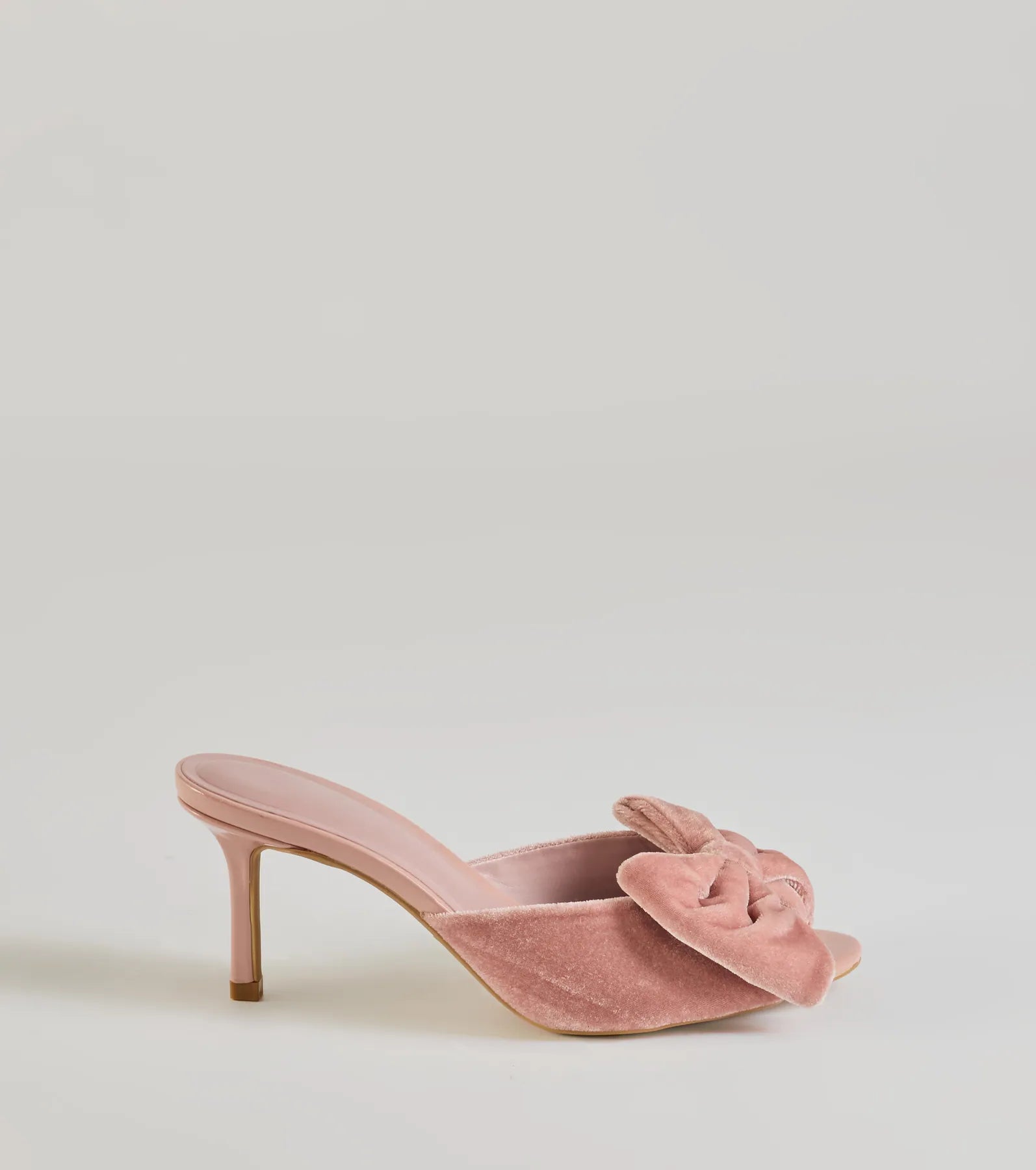 Sweet Romance Velvet Bow Stiletto Mules