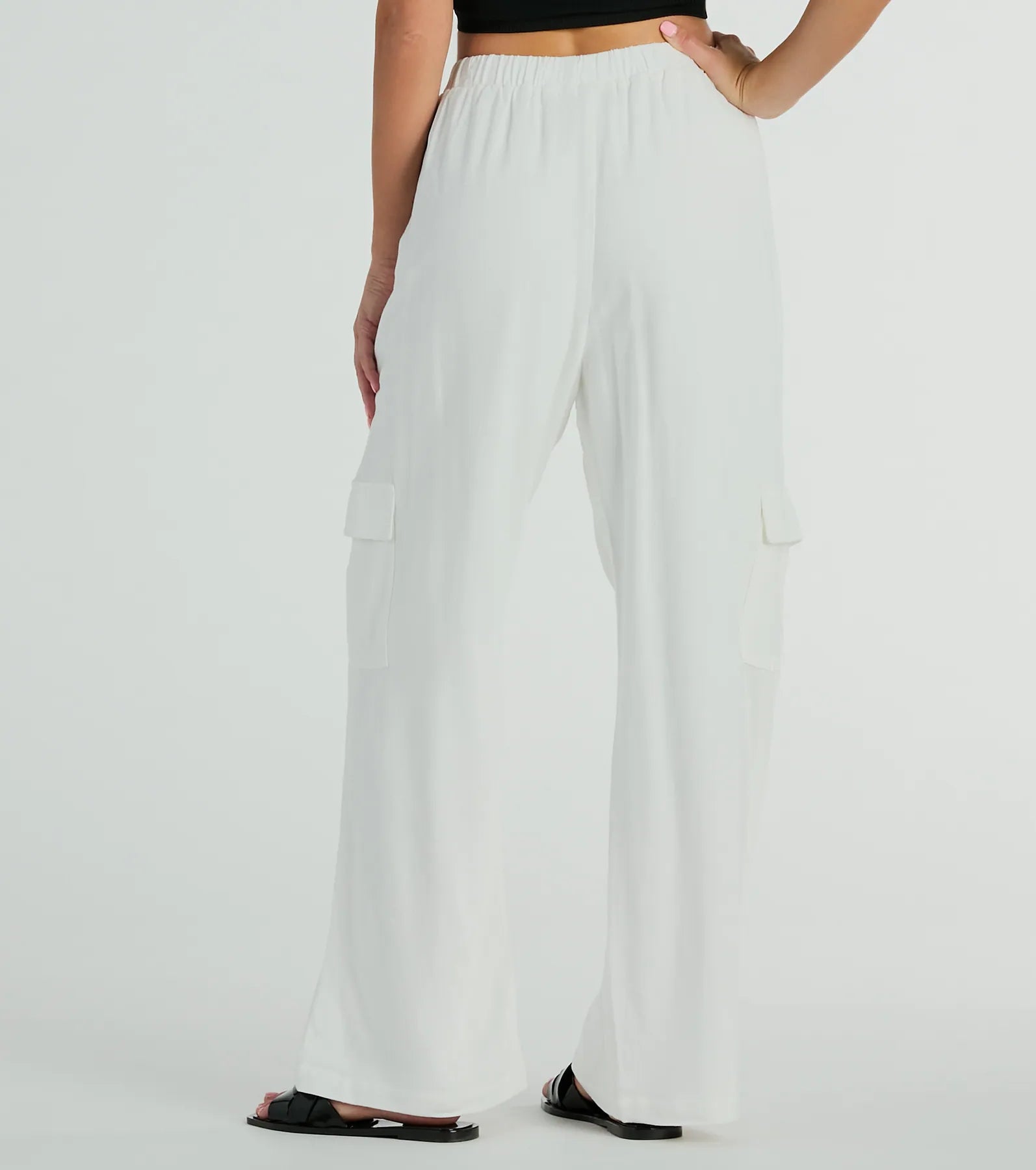 Golden Hour High-Rise Cargo Wide-Leg Linen Pants