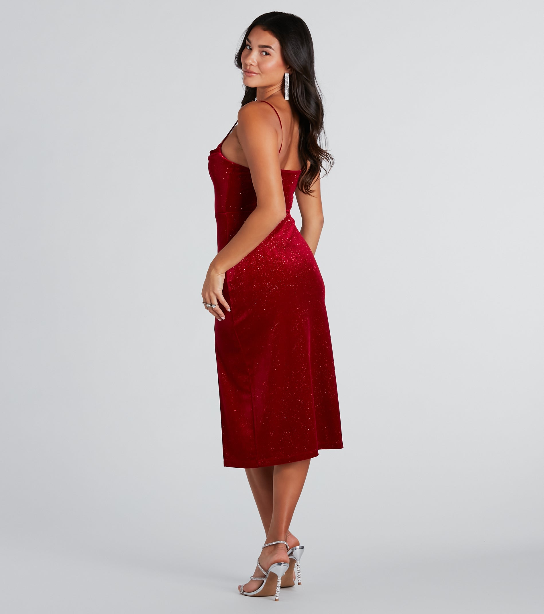 All Is Merry Velvet Glitter Midi Dress