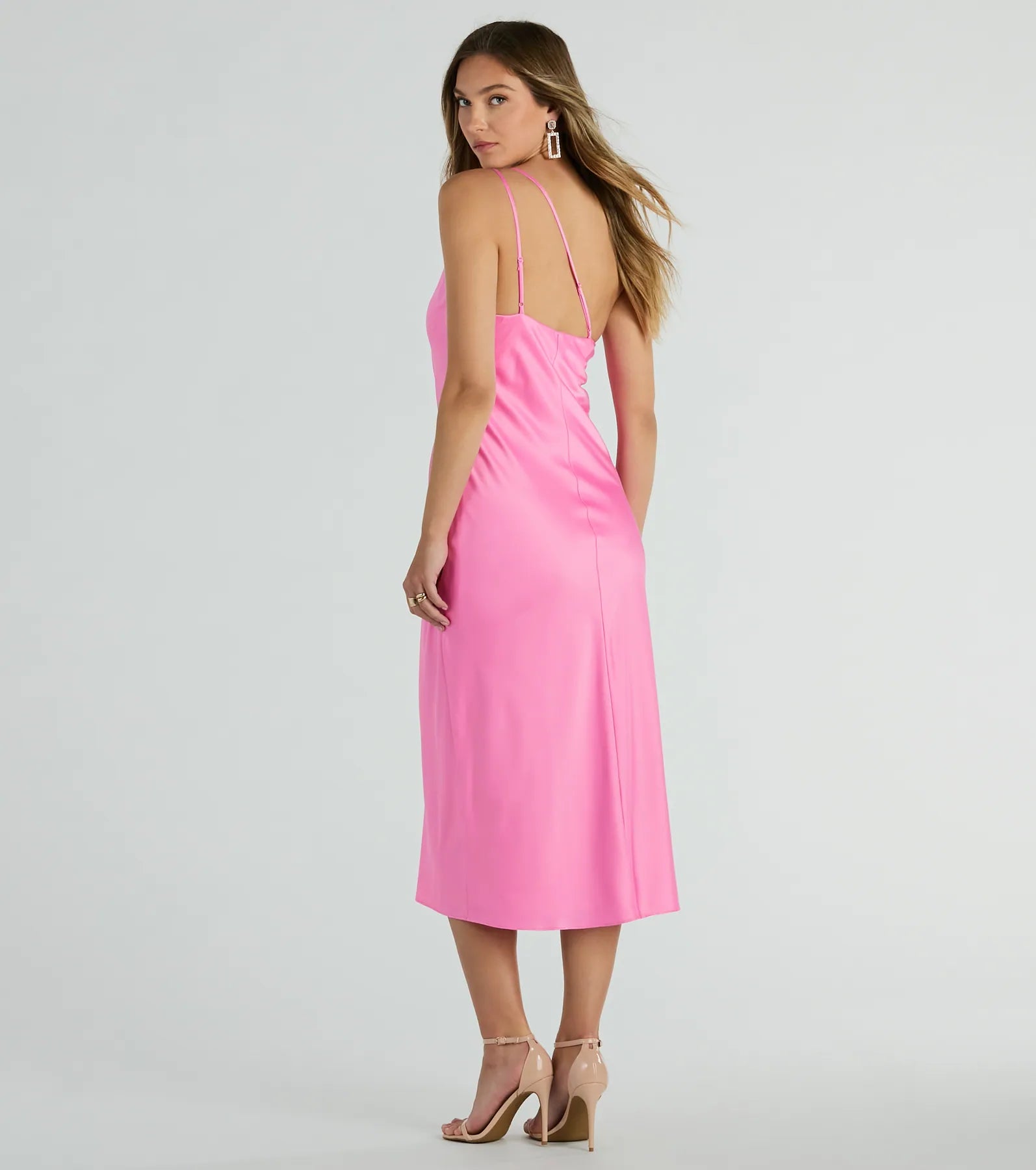 Winnie Formal Satin One-Shoulder Midi Dress