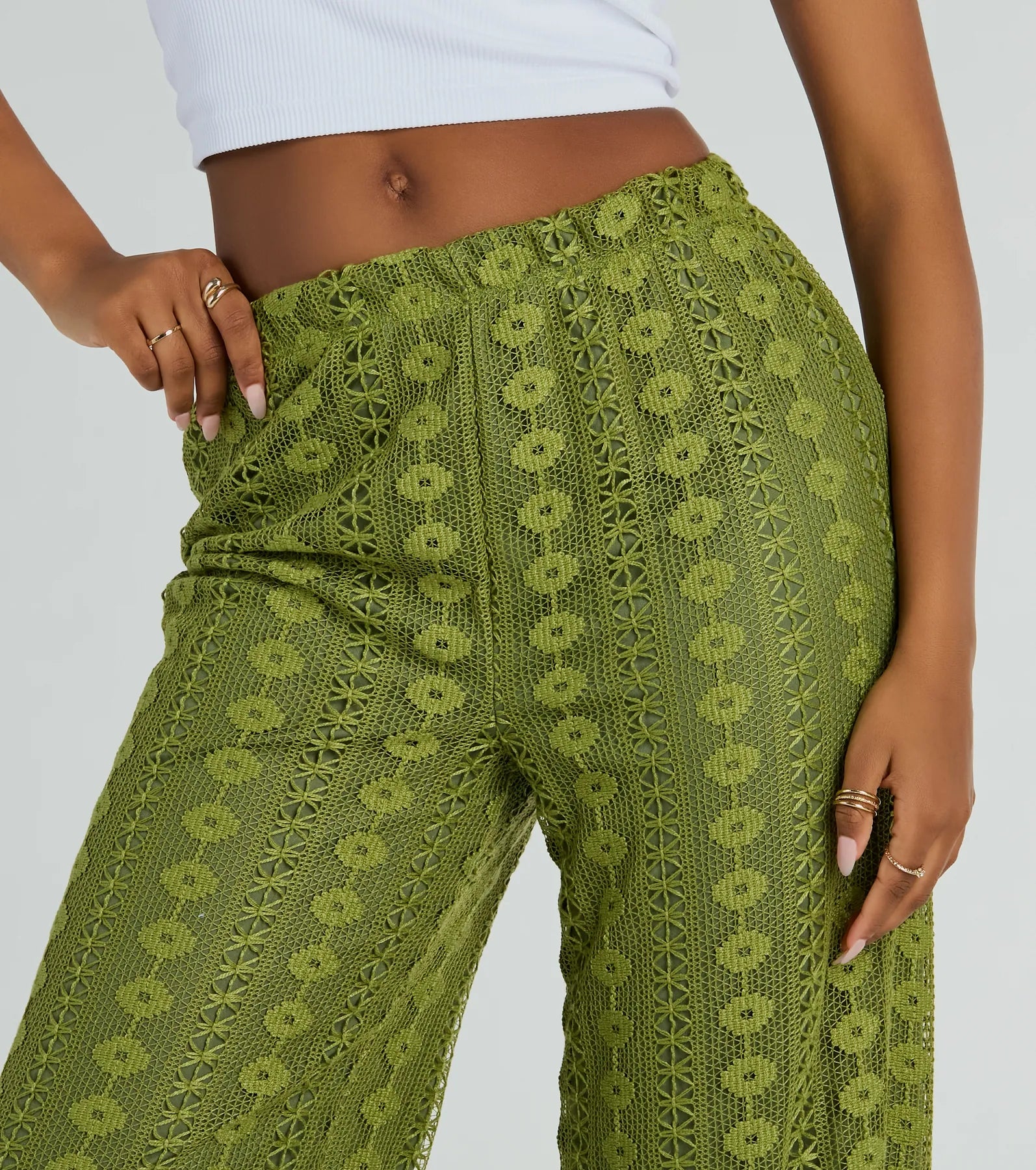 Weekend Breeze High-Rise Crochet Palazzo Pants