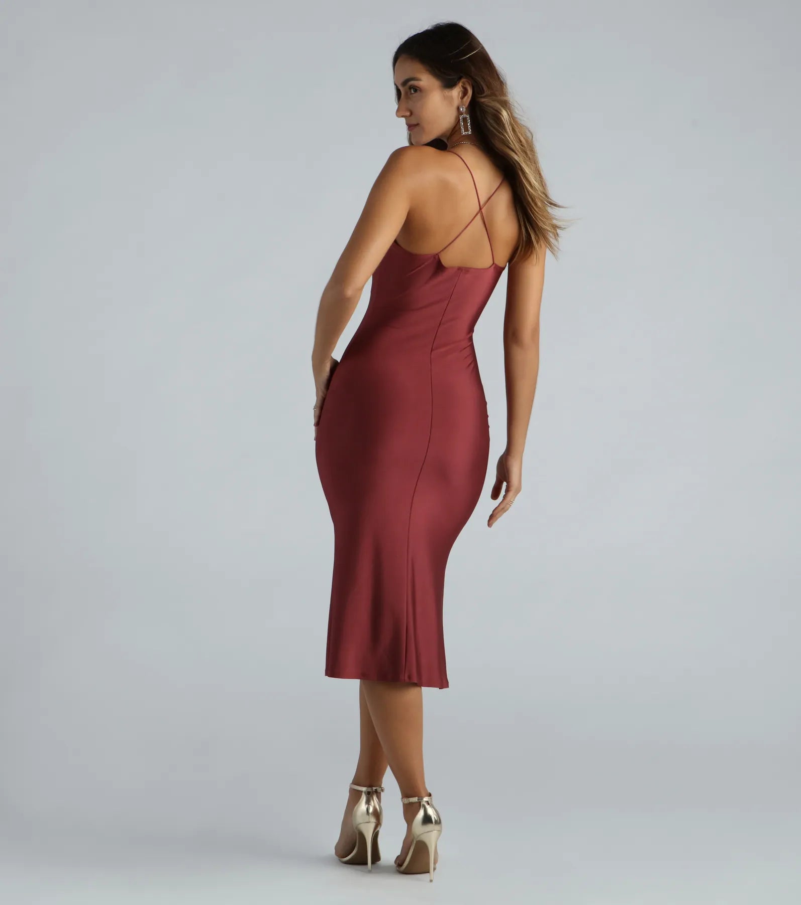 Flatter Me Satin-Knit Midi Dress