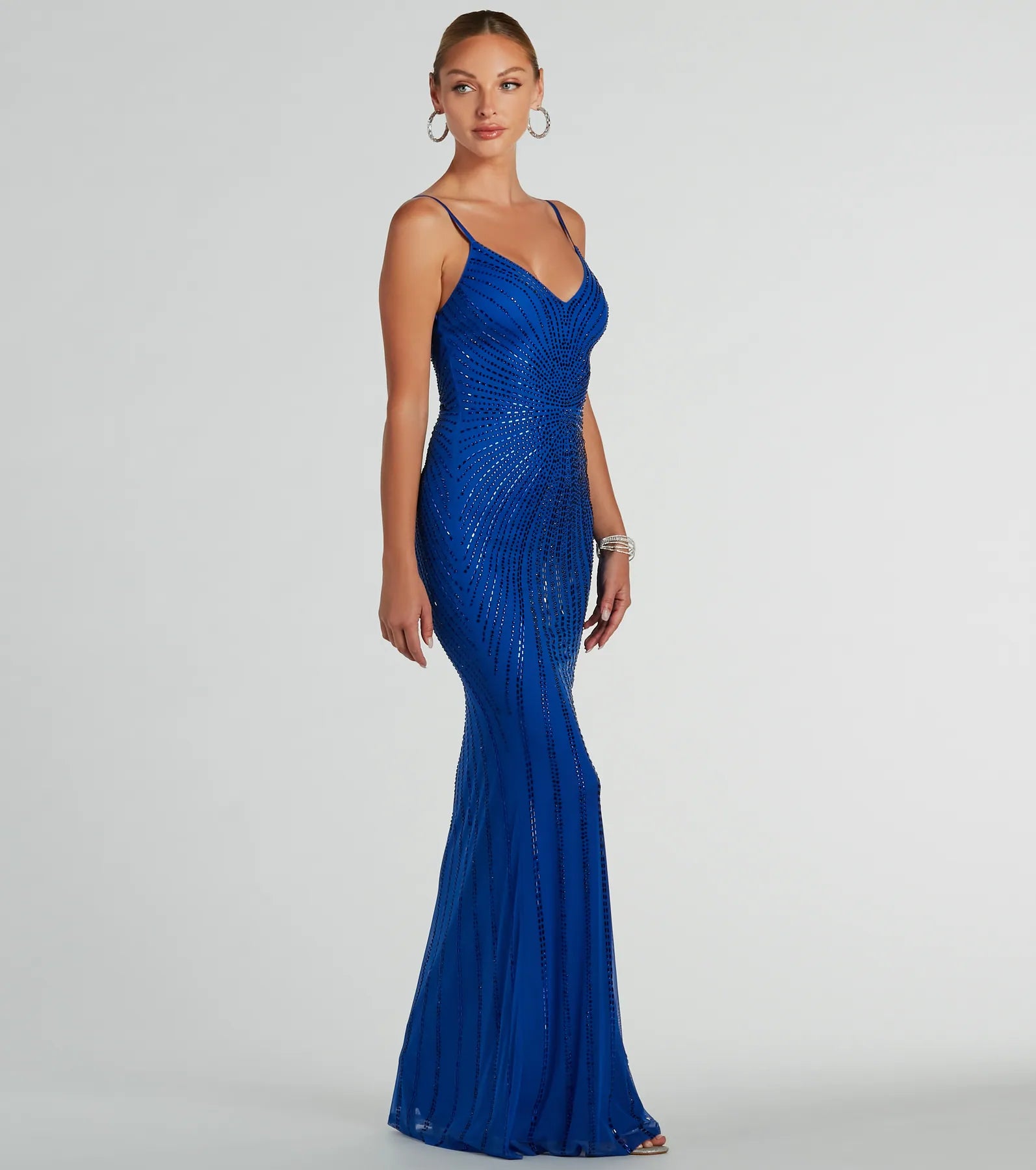 Cameron V-Neck Rhinestone Slim Formal Dress