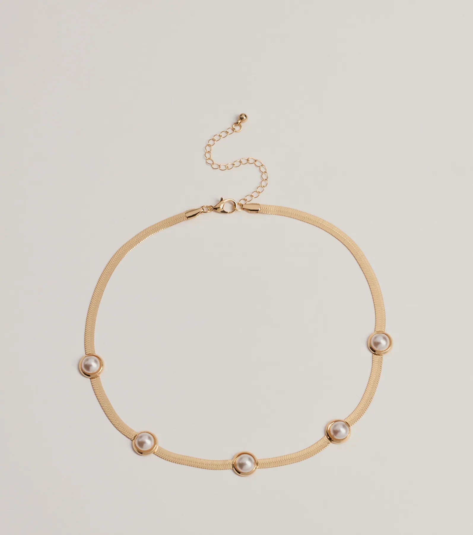 Chic Pearl Accent Snake Chain Necklace