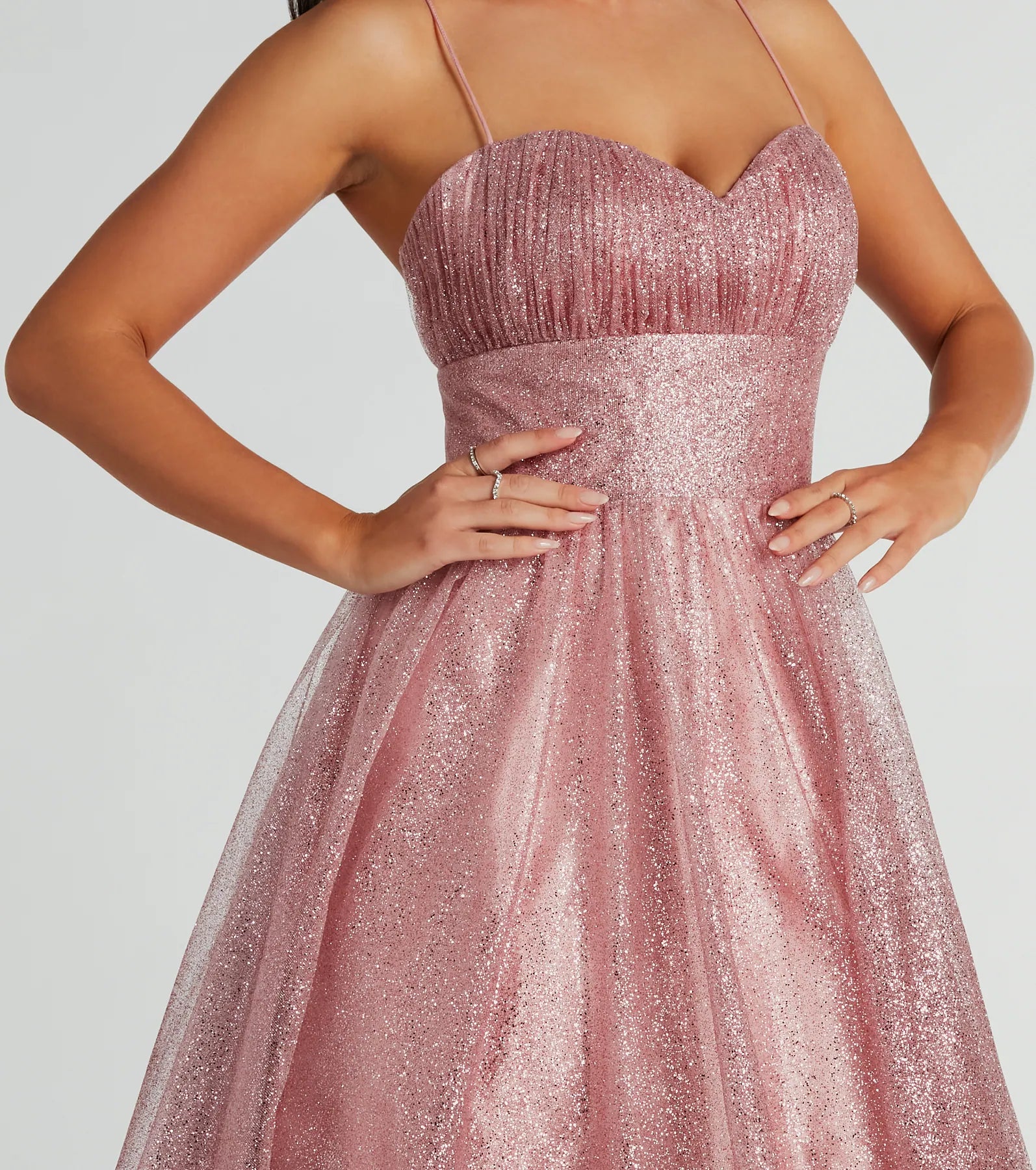 Charlie Sweetheart Lace Up A-Line Glitter Gown