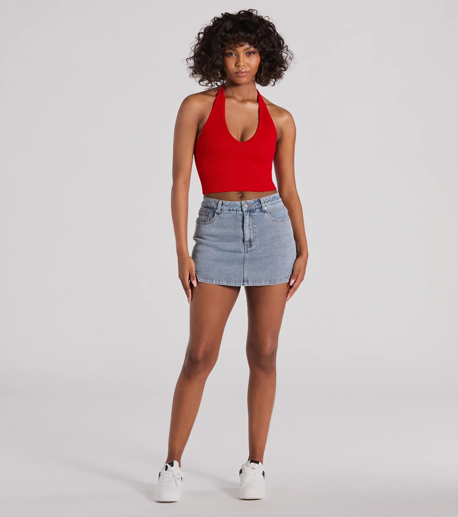 Day Or Night Halter V-Neck Crop Top