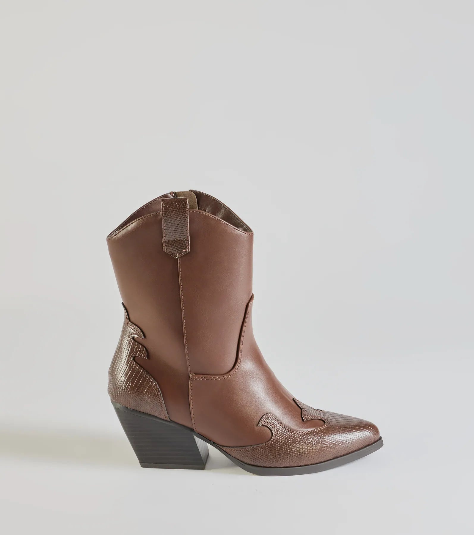 Edgy-Chic Faux Leather Western Booties