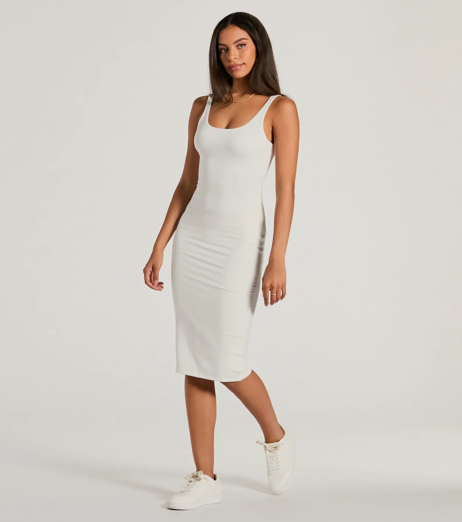 Done In One Ribbed Knit Bodycon Midi Dress