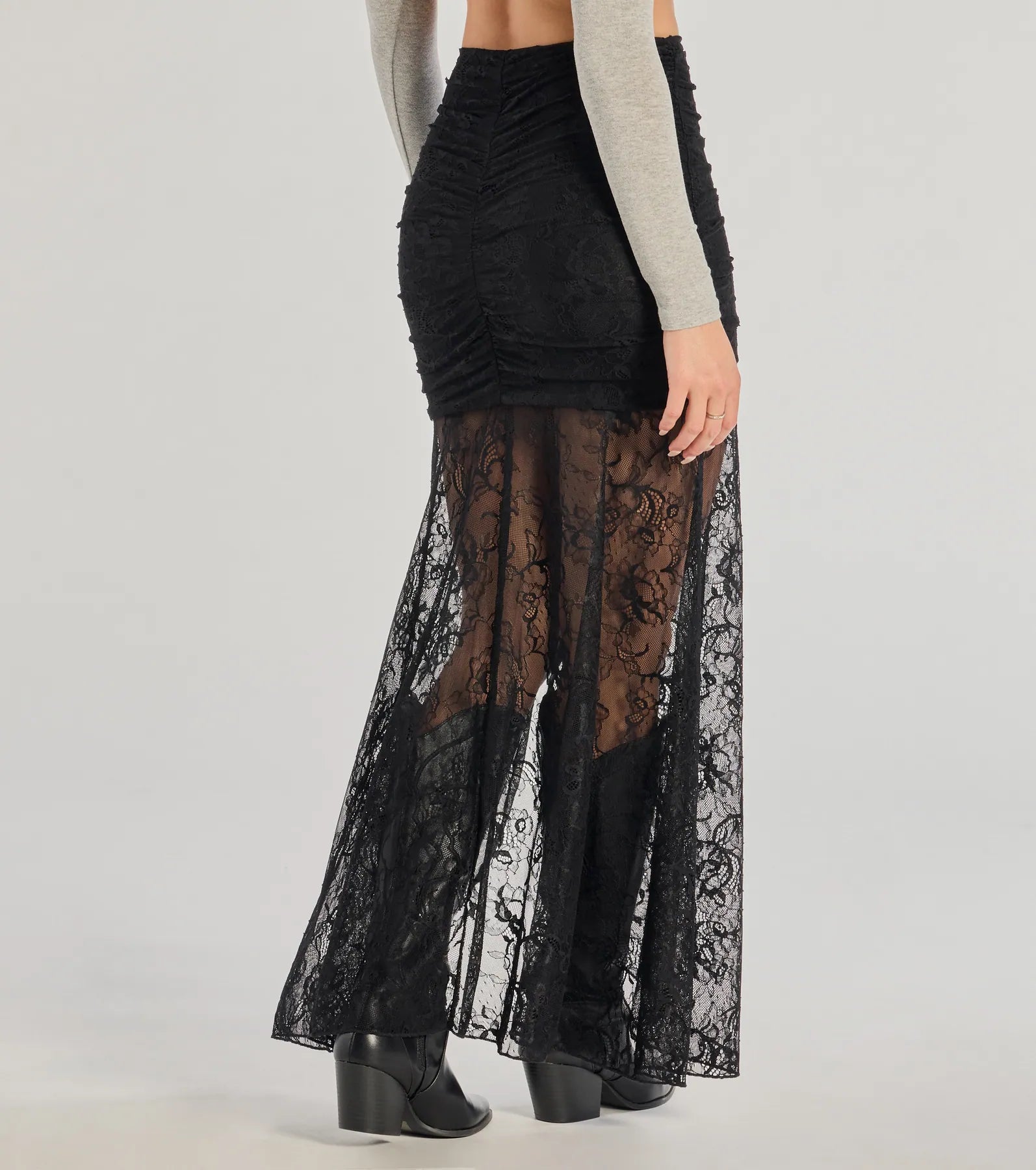 Keep A Secret Lace Slit Maxi Skirt