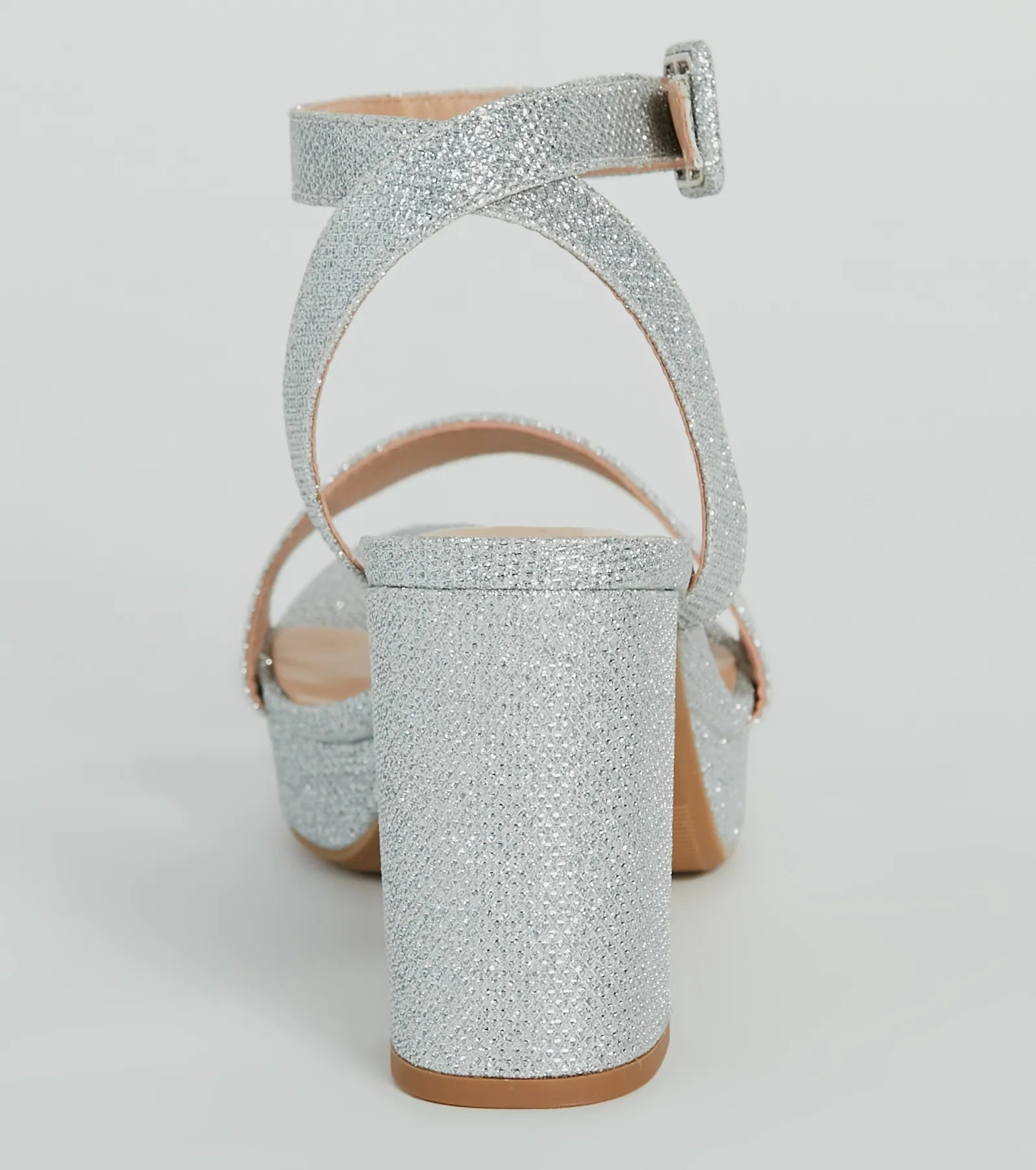 Dressed To Dazzle Glitter Mesh Platform Block Heels