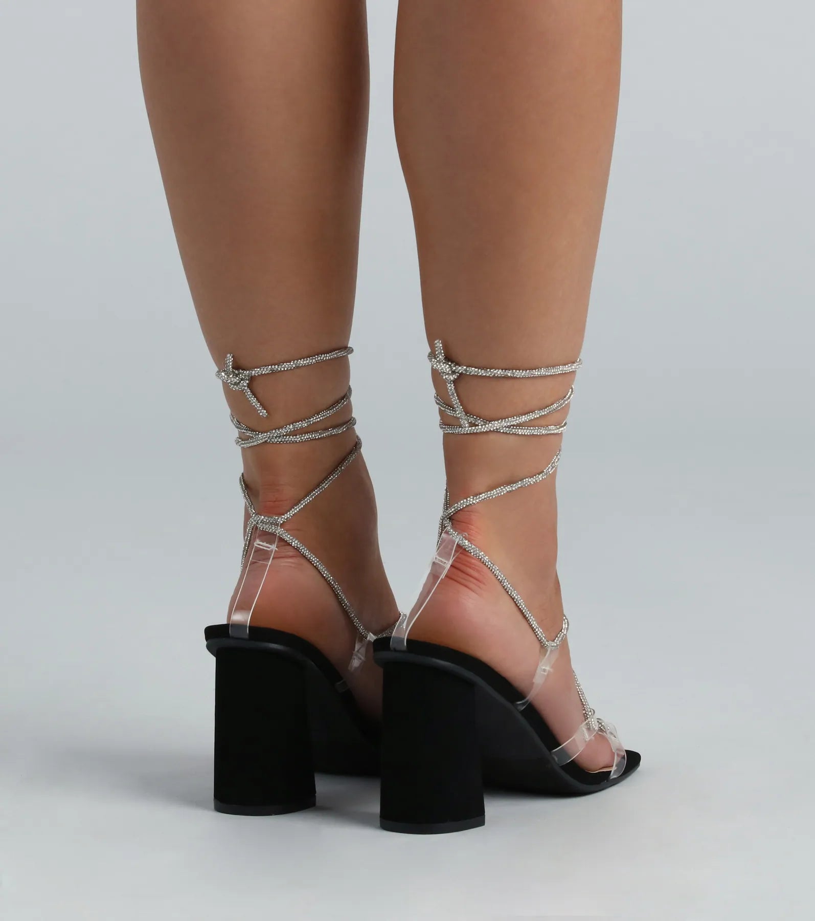 Make The Cut Rhinestone Lace-Up Nubuck Heels