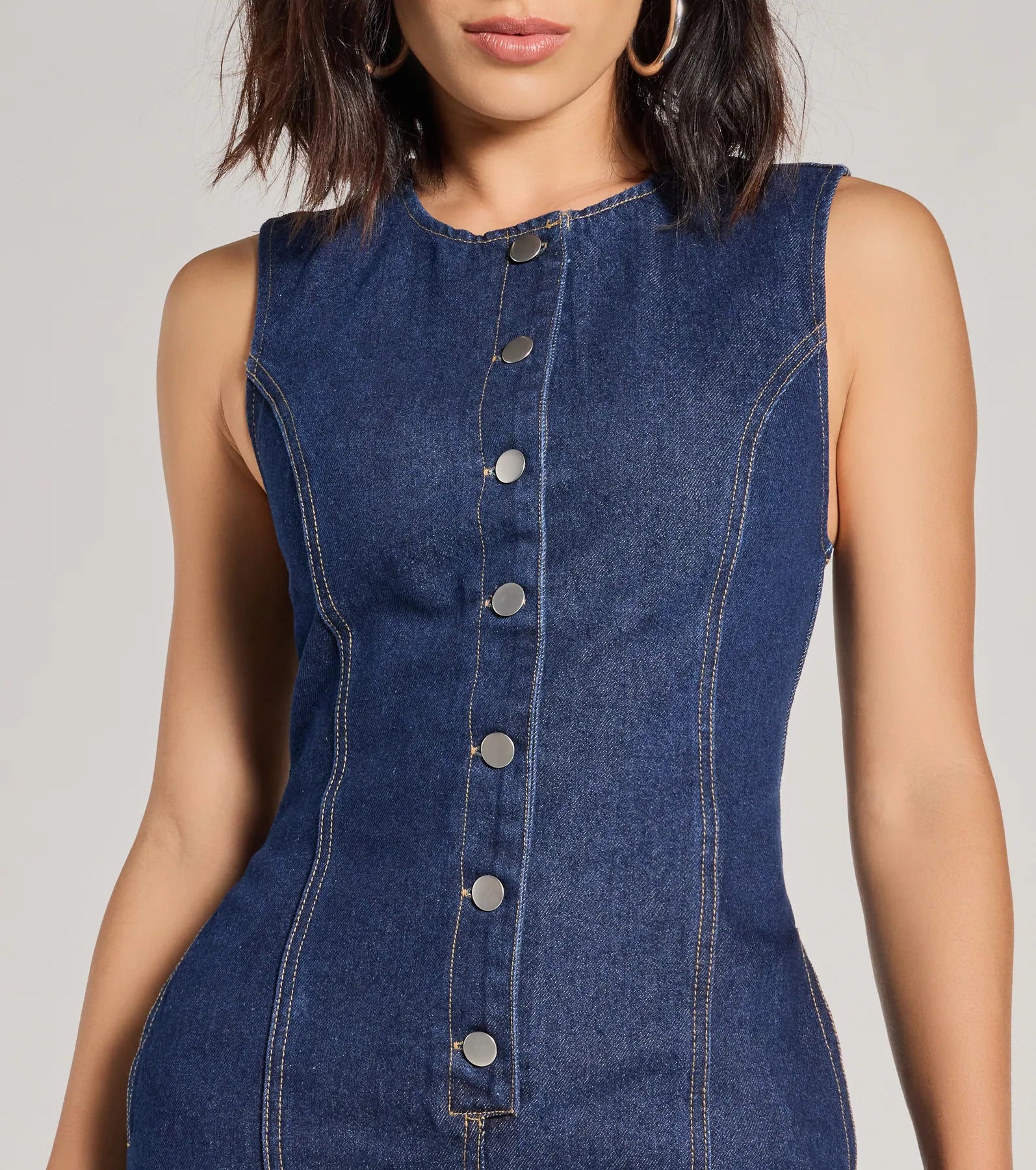 Casual Cool Button Down Denim Romper