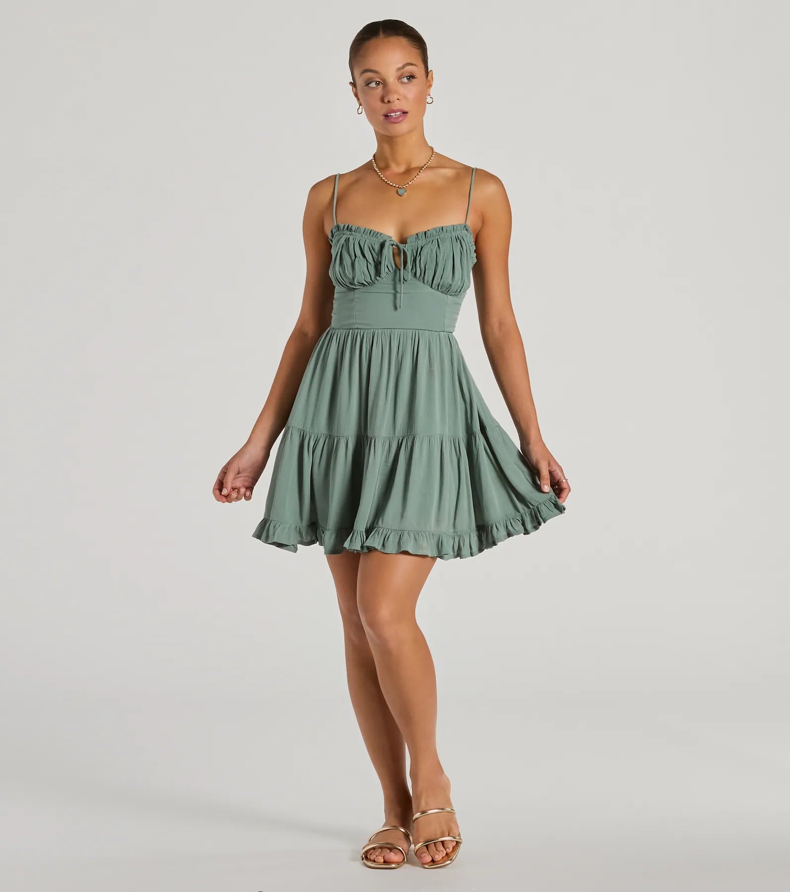 A Sweet Look Sleeveless Ruffled Skater Dress