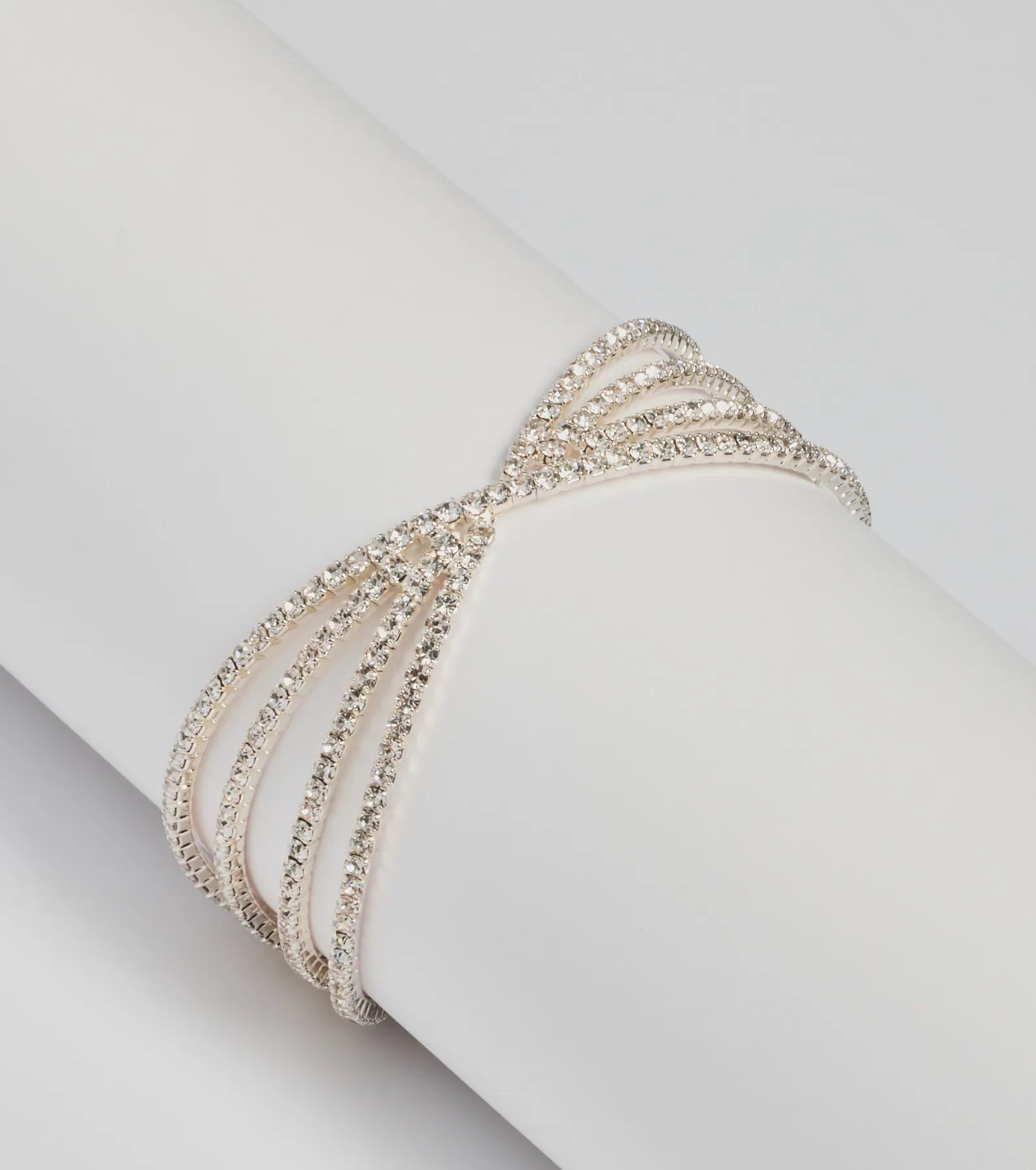 Encircled Glam Memory Wire Rhinestone Bracelet