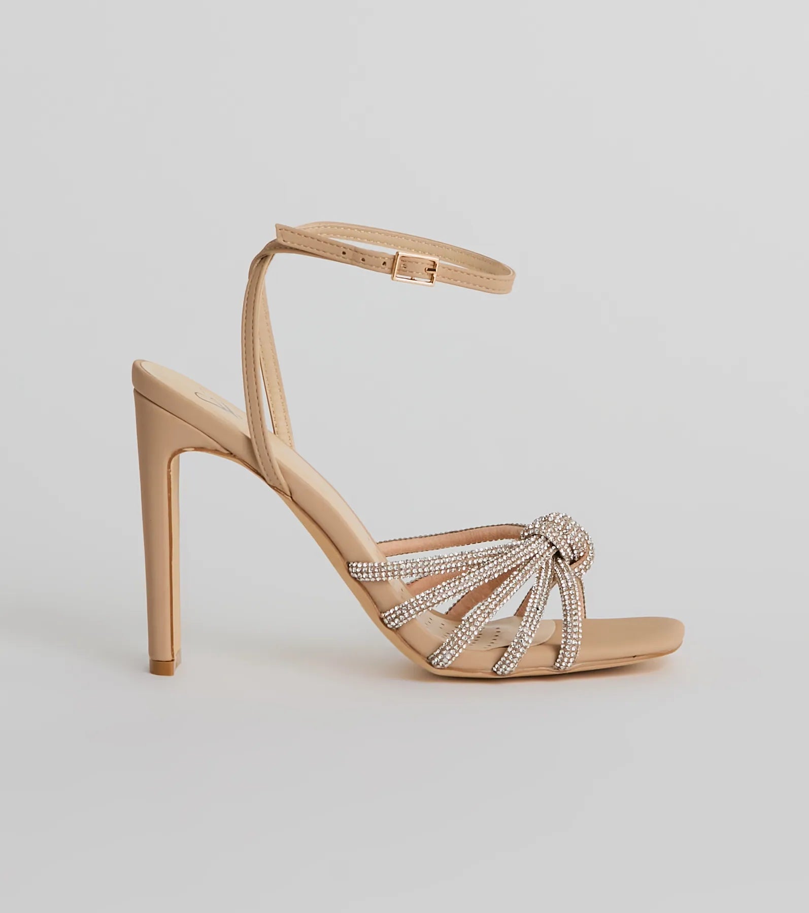 Here To Dazzle Rhinestone Strappy Block Heels