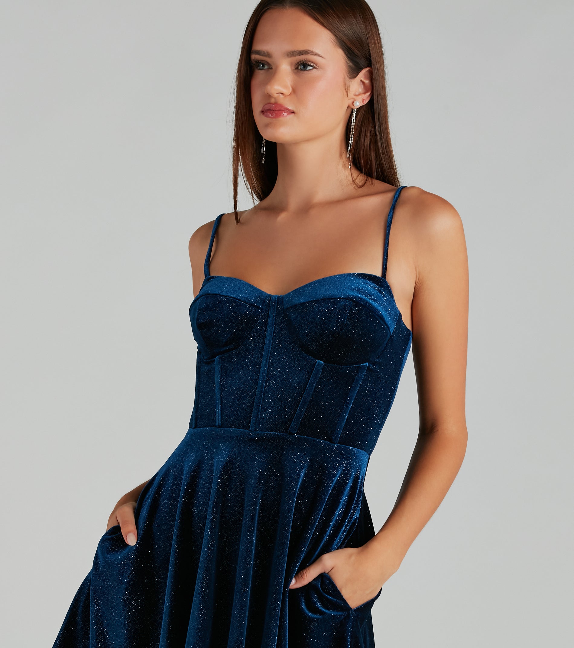 Hope Glitter Velvet Bustier Skater Dress