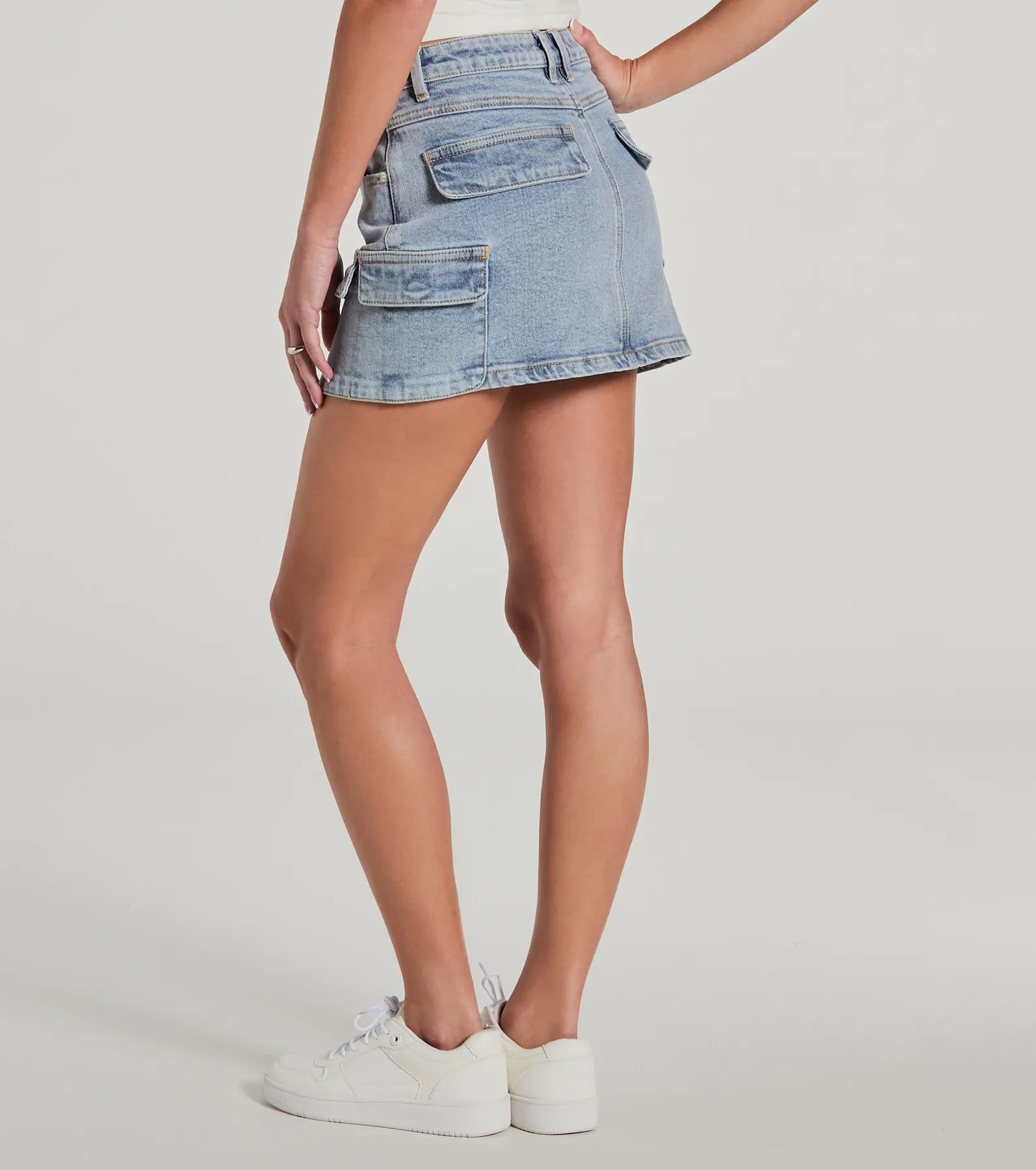 Cargo Darling High-Rise Denim Mini Skirt