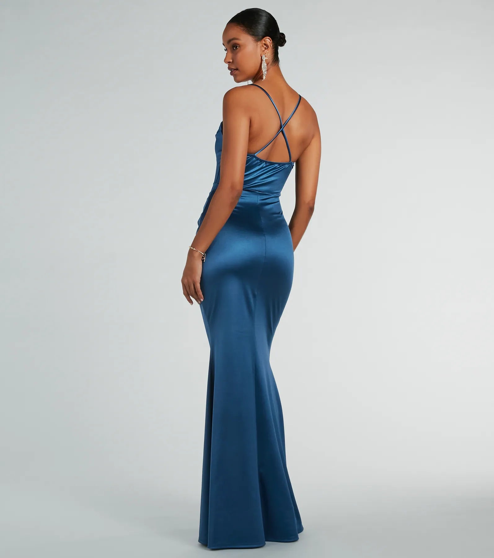 Courteney Cowl Neck Mermaid Satin Formal Dress