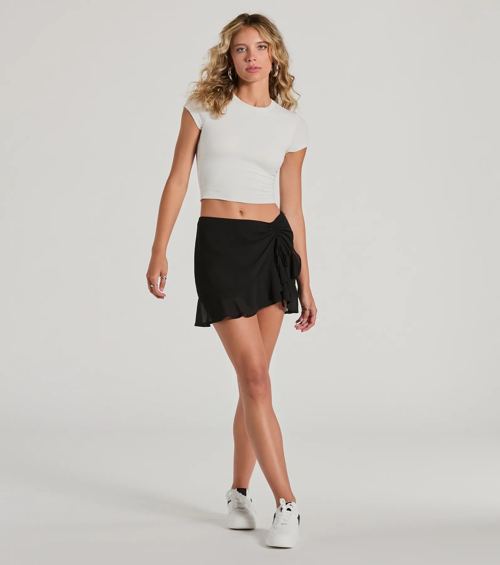 Exceptional Vibes Mid-Rise Ruffle Chiffon Skort