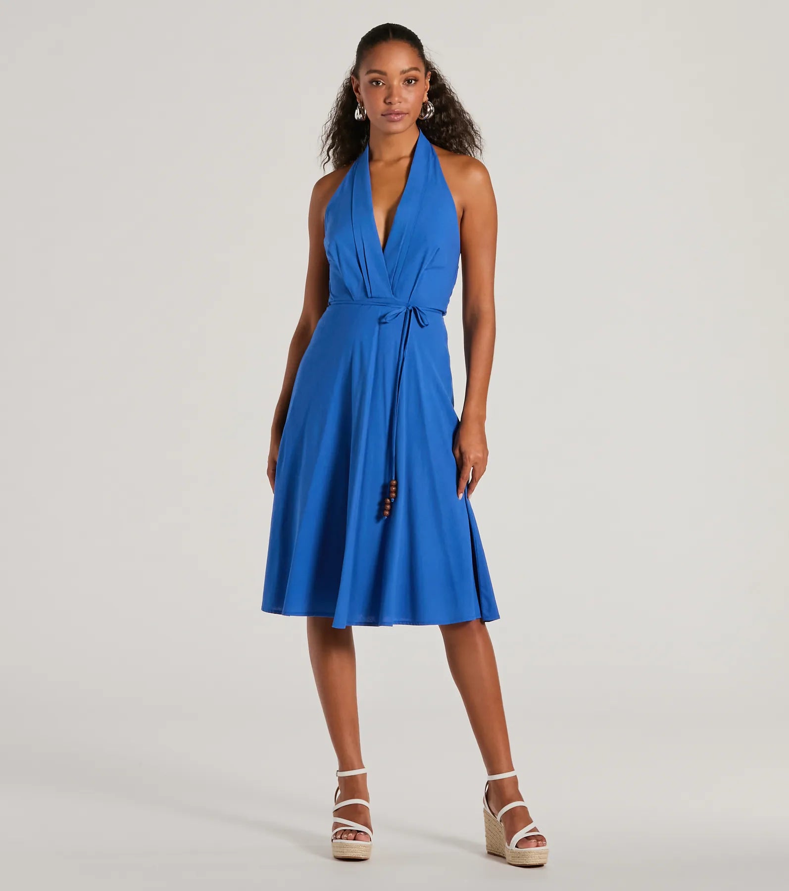 Delightful Charm Halter A-Line Midi Dress