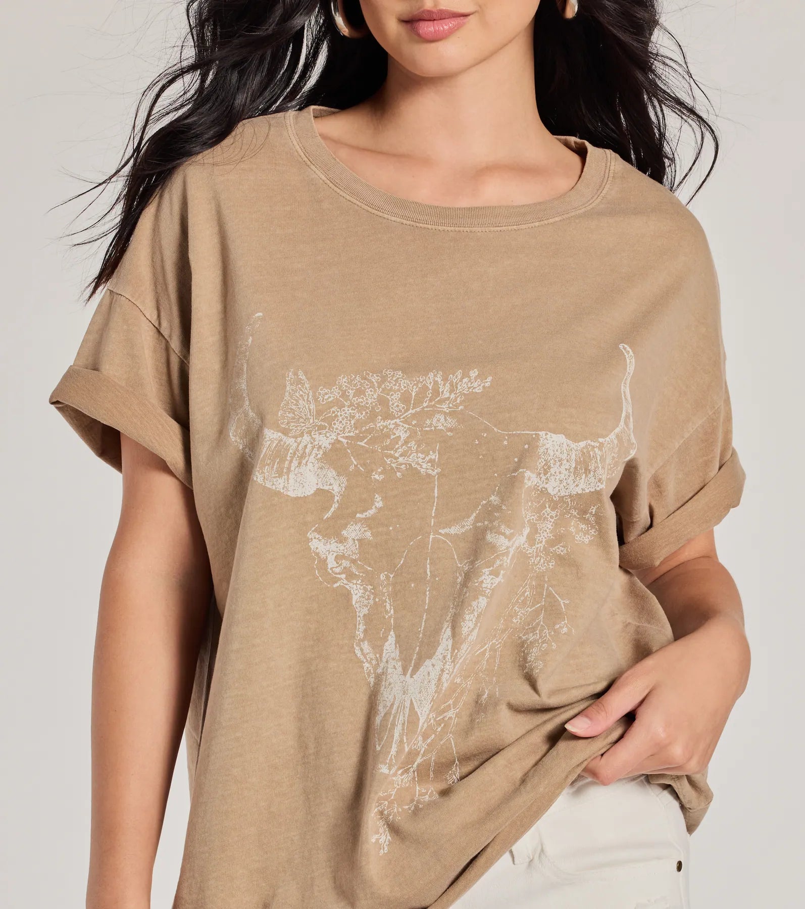 Boho Babe Longhorn Oversized Graphic Tee