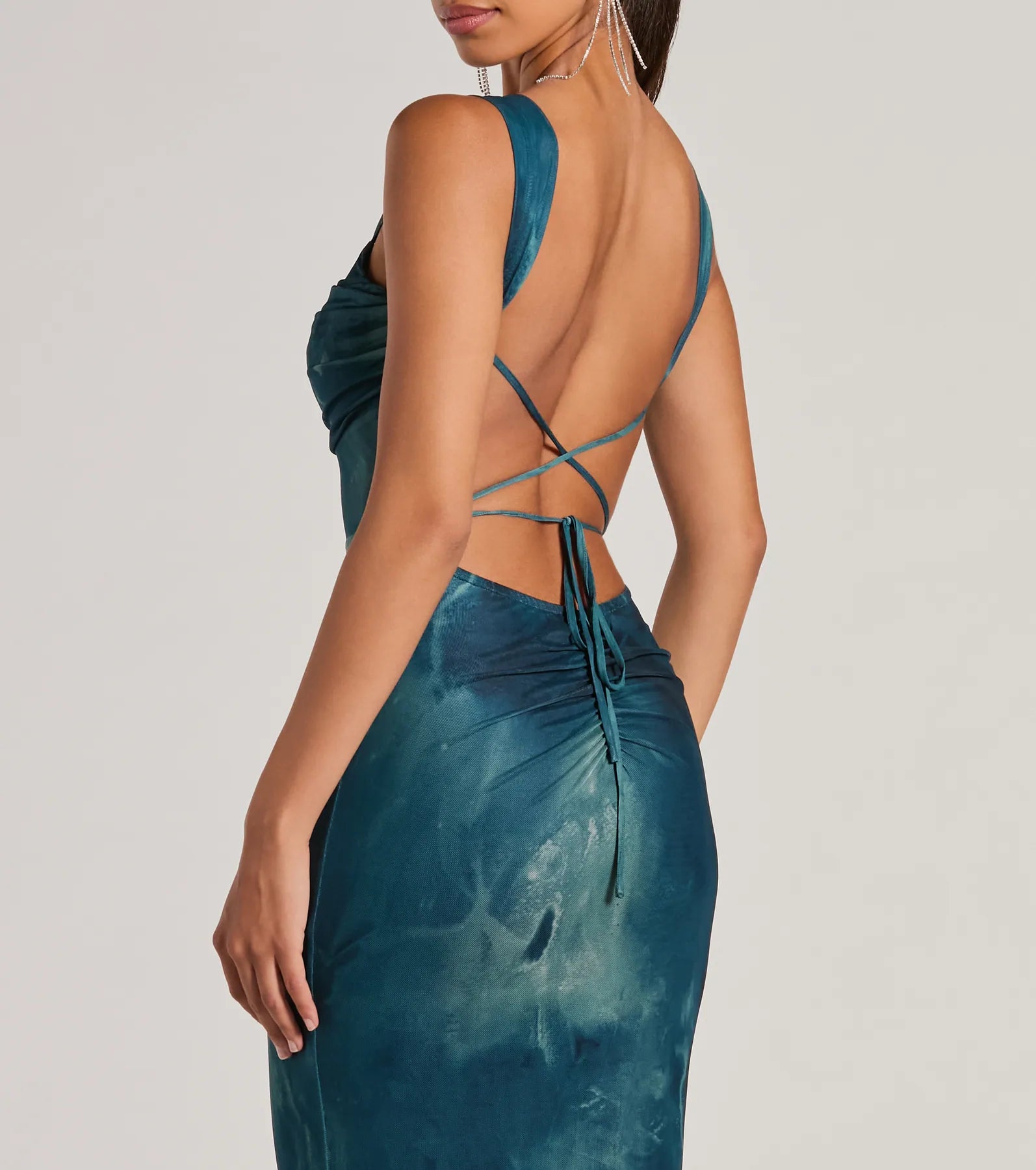 Estelle Lace-Up Abstract Mermaid Formal Dress