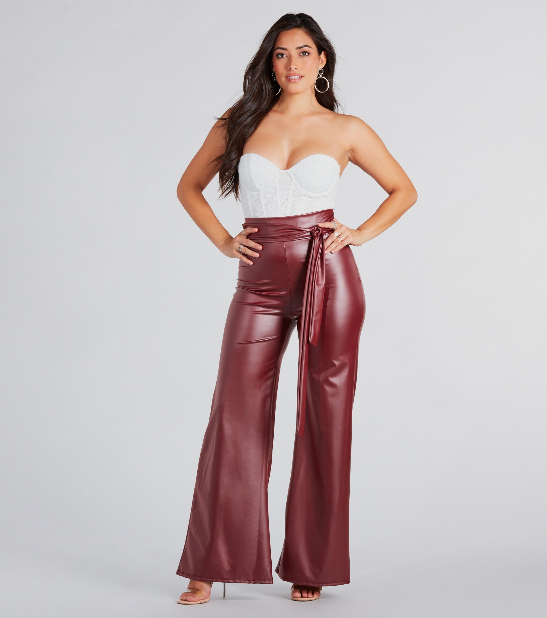 Feeling Sleek Faux Leather Wide-Leg Pants