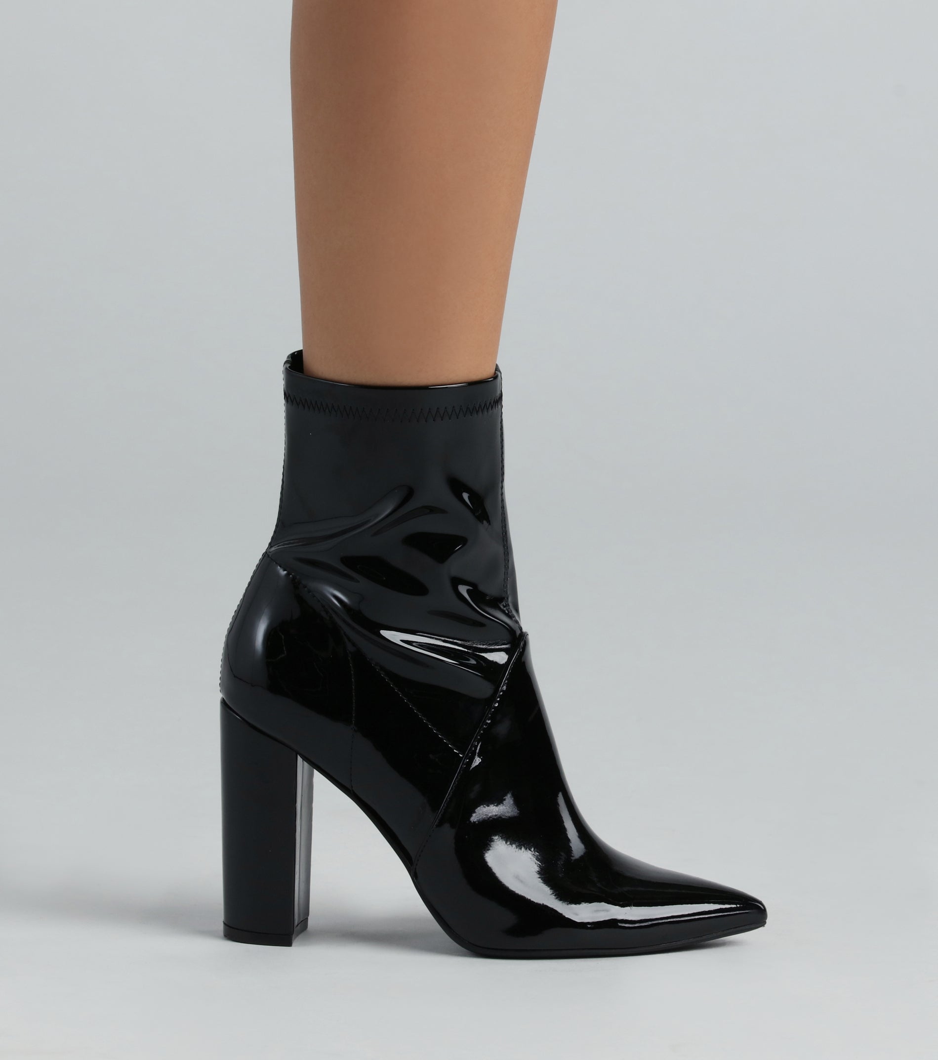 Made Ya Look Patent Block Heel Booties