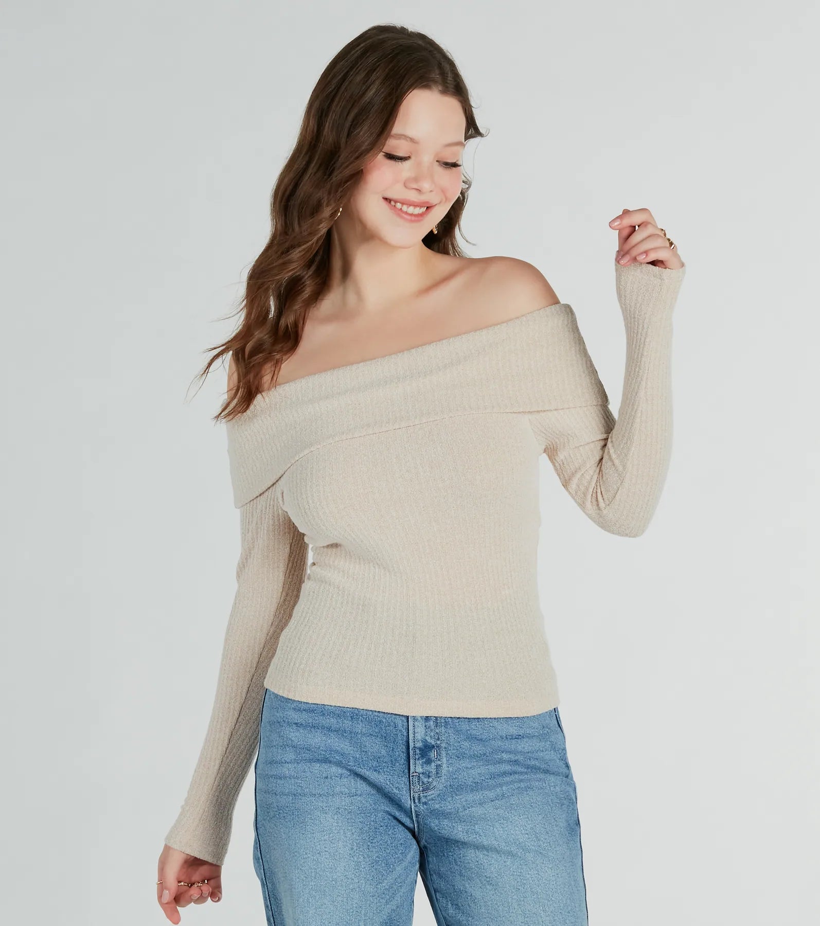 Time To Elevate Off-The-Shoulder Long Sleeve Top