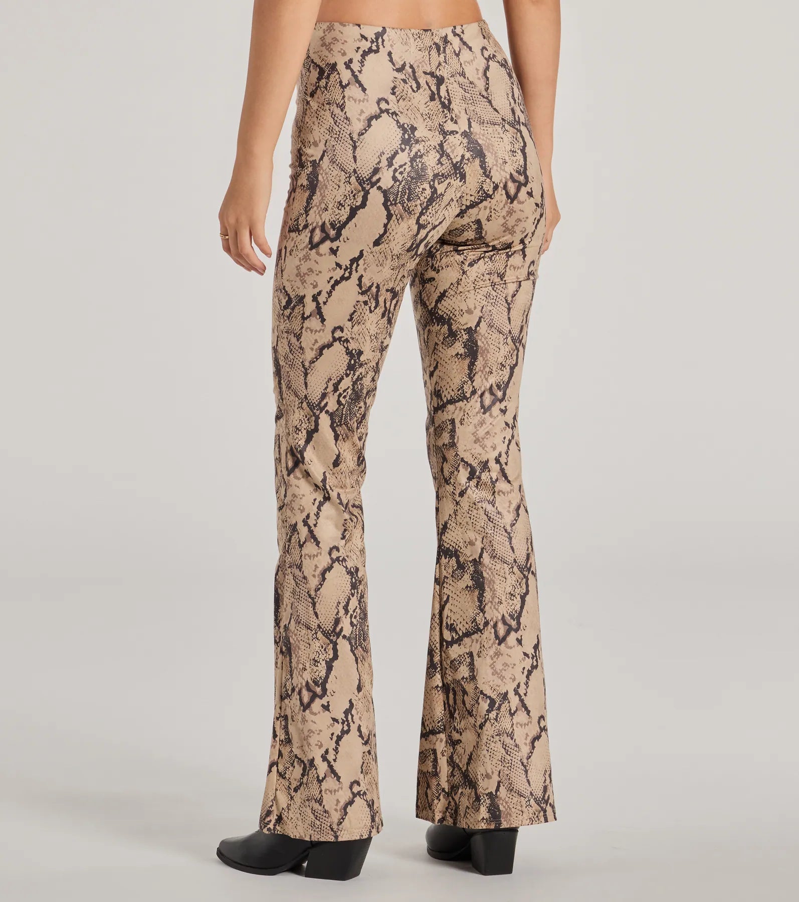 Slither In Style High Rise Snake Print Flare Pants