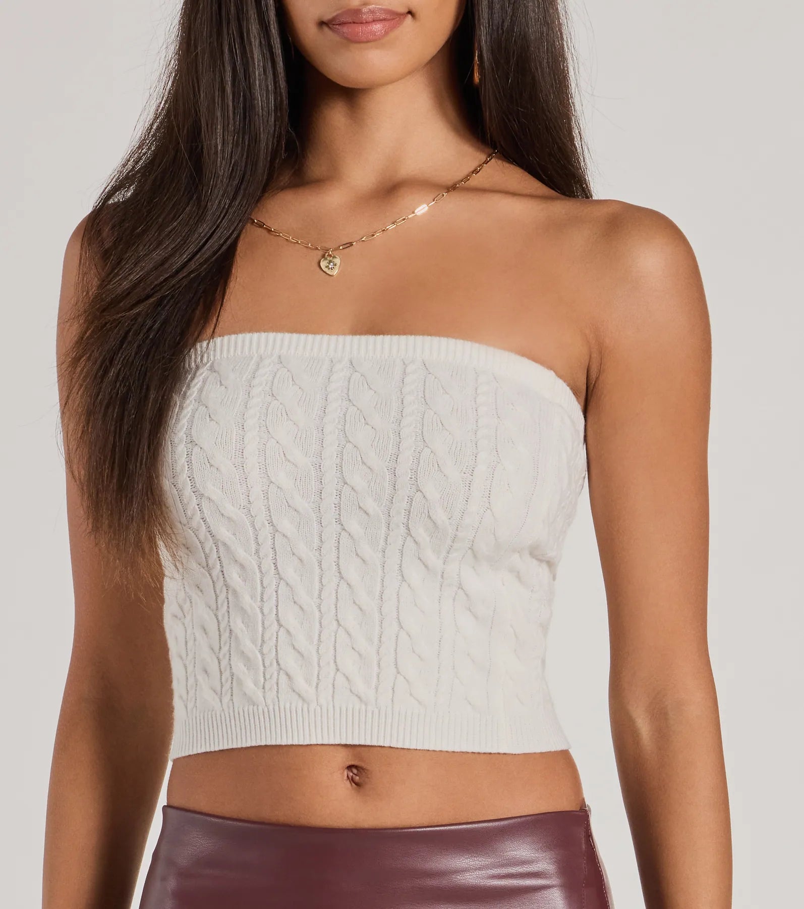 Cozy Glam Cable Knit Tube Top